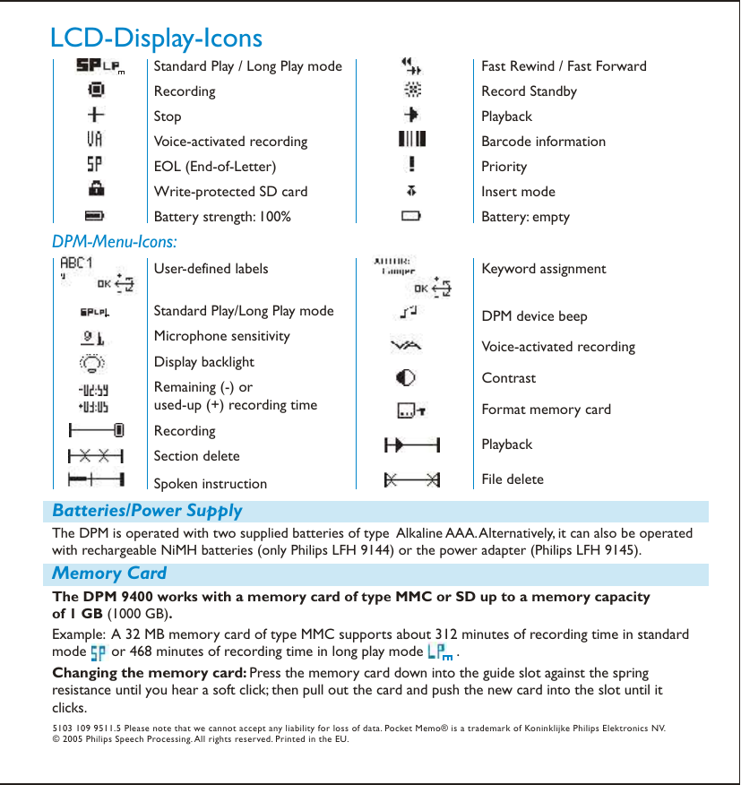 Page 6 of 6 - Philips Philips-Digital-Pocket-Memo-9400-Users-Manual- Inlay_dpm9400_UK_050623_web  Philips-digital-pocket-memo-9400-users-manual