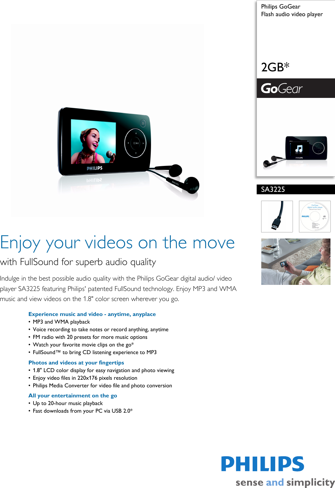 Page 1 of 2 - Philips Philips-Gogear-Sa3225-55-Users-Manual- SA3225/55 Flash Audio Video Player  Philips-gogear-sa3225-55-users-manual
