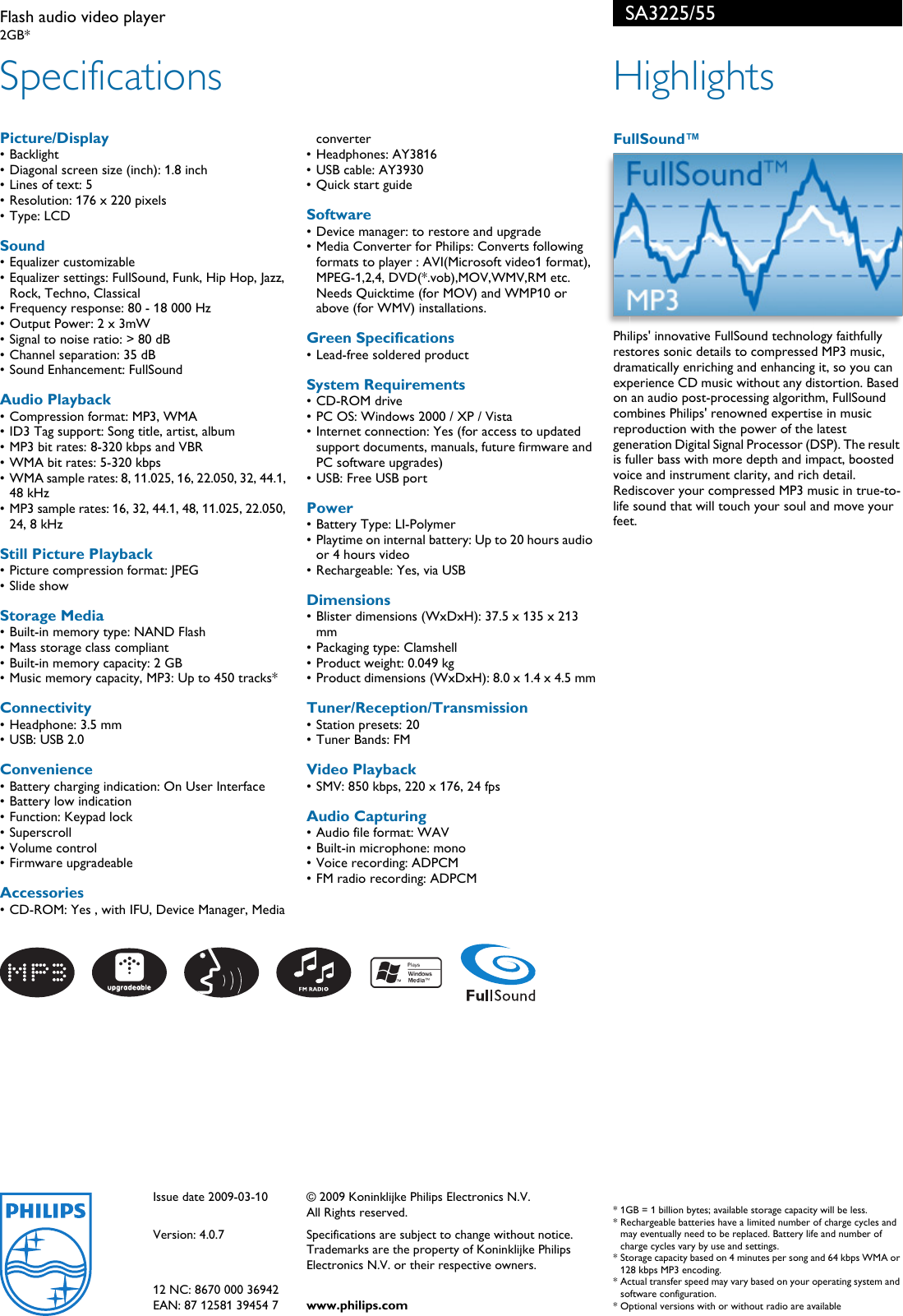 Page 2 of 2 - Philips Philips-Gogear-Sa3225-55-Users-Manual- SA3225/55 Flash Audio Video Player  Philips-gogear-sa3225-55-users-manual