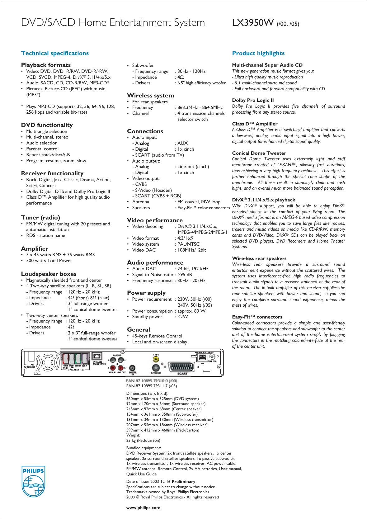 Page 2 of 2 - Philips Philips-Lx3950W-Users-Manual- LX3950W_eu Philips-lx3950w-users-manual