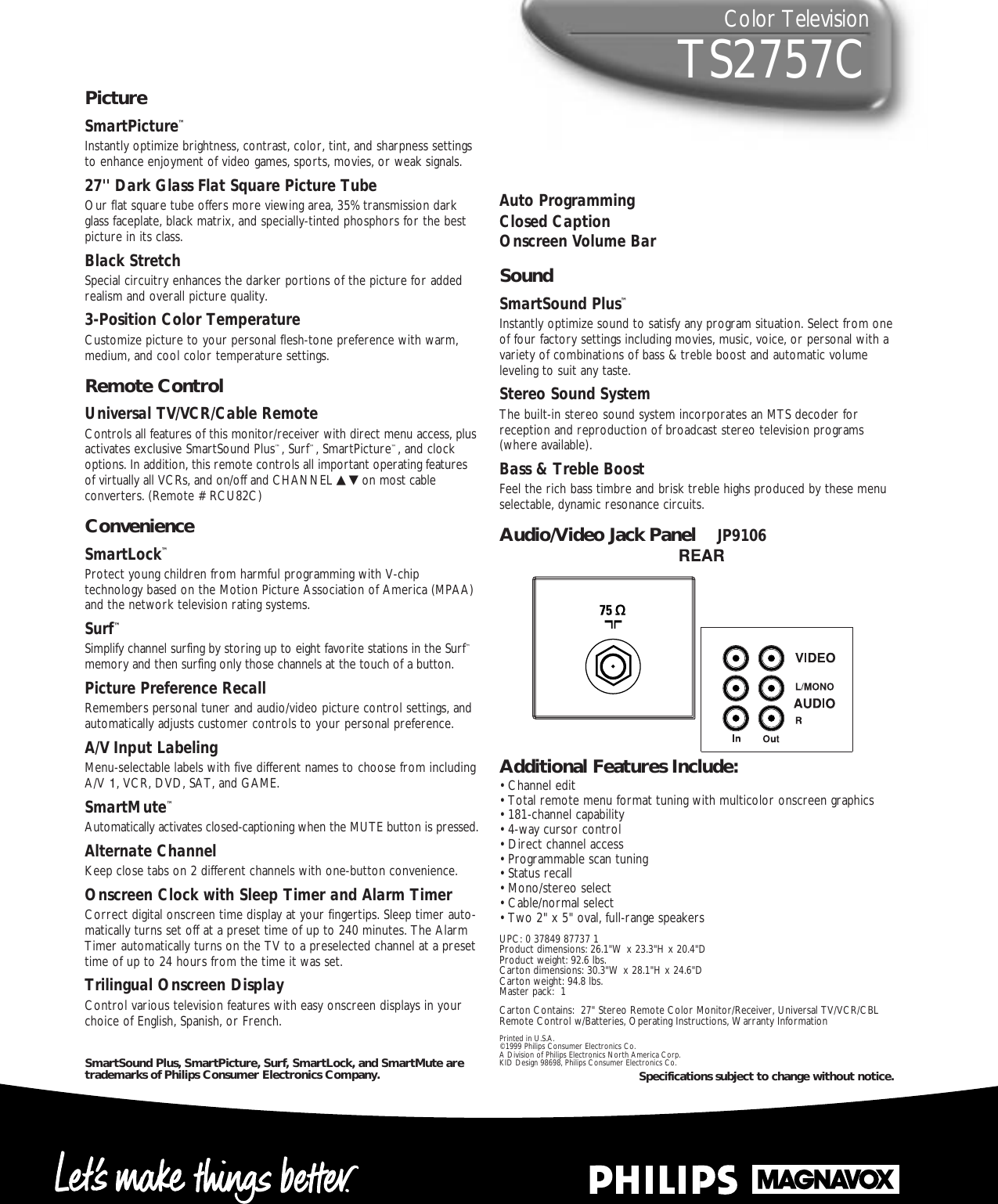 Page 2 of 2 - Philips Philips-Magnavox-Ts2757C-Users-Manual- TS2757C1  Philips-magnavox-ts2757c-users-manual