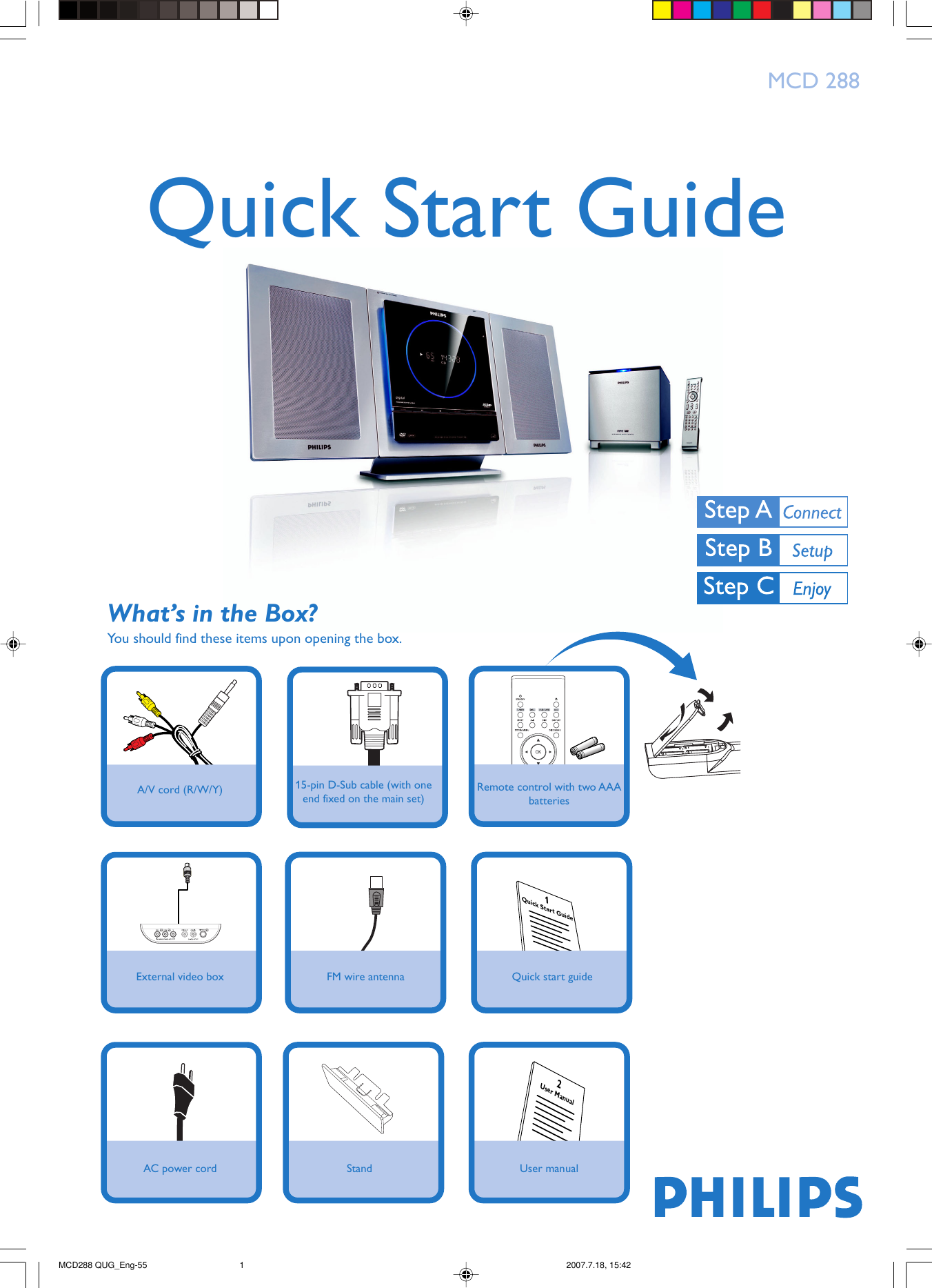 Page 1 of 4 - Philips Philips-Mcd288-55-Users-Manual- MCD288 QUG_Eng-55 Philips-mcd288-55-users-manual