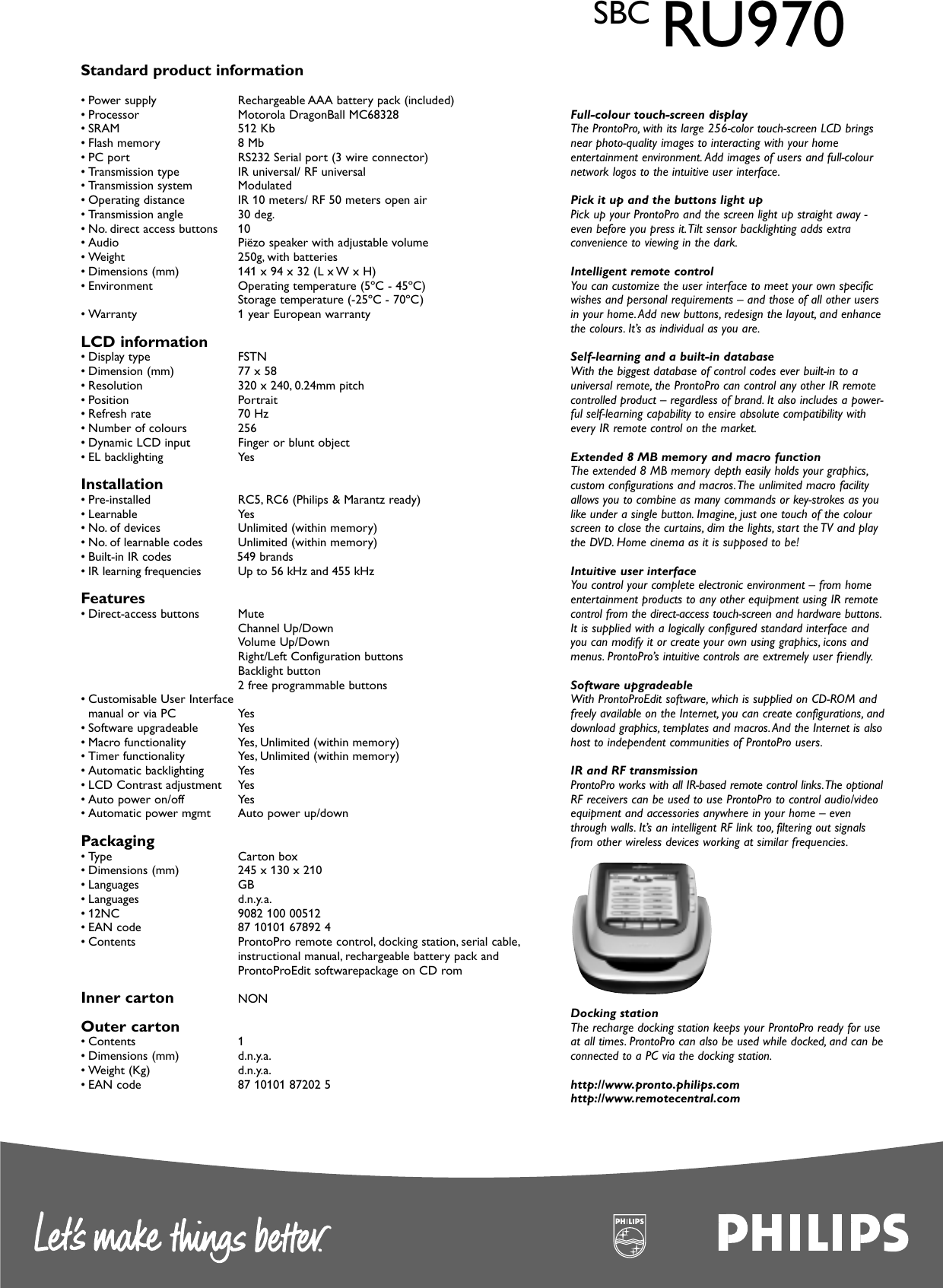 Page 2 of 2 - Philips Philips-Sbc-Ru970-Users-Manual- 5986 ENEN Leaflet SBC RU970  Philips-sbc-ru970-users-manual