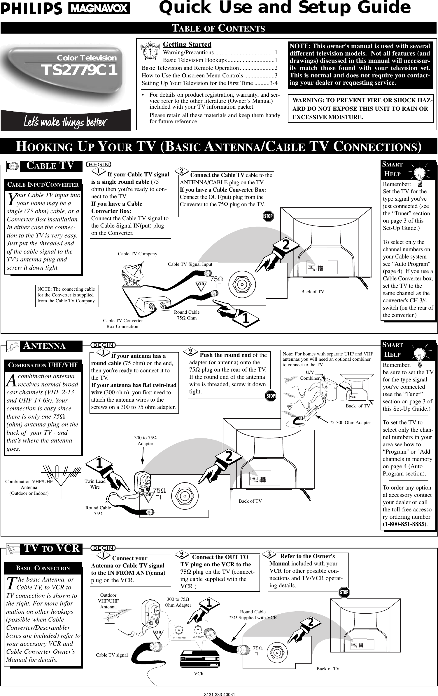 Page 1 of 4 - Philips Philips-Ts2779C-Quick-Start-Guide