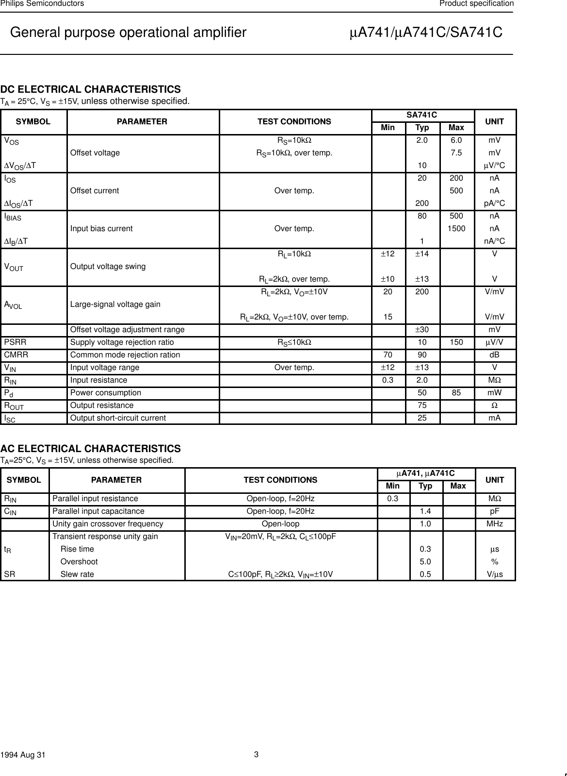 Page 3 of 7 - Philips Philips-Ua741-Users-Manual- General Purpose Operational Amplifier  Philips-ua741-users-manual