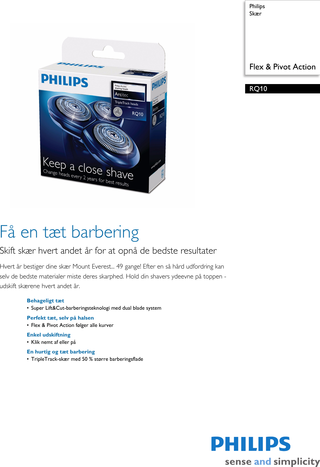 Page 1 of 2 - Philips RQ10 Leaflet RQ10_51 Released Denmark (Danish)  User Manual 51 Pss Dandk