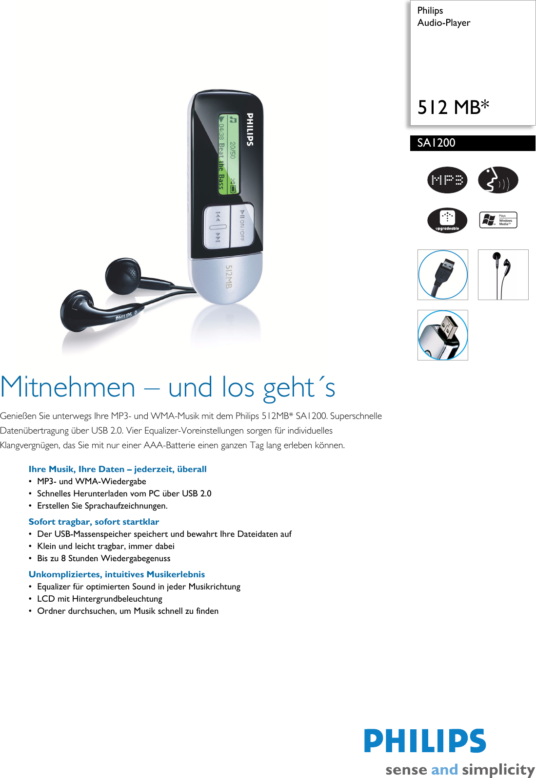 Philips Sa10 02 Audio Player User Manual Datenblatt Sa10 02 Pss Deude