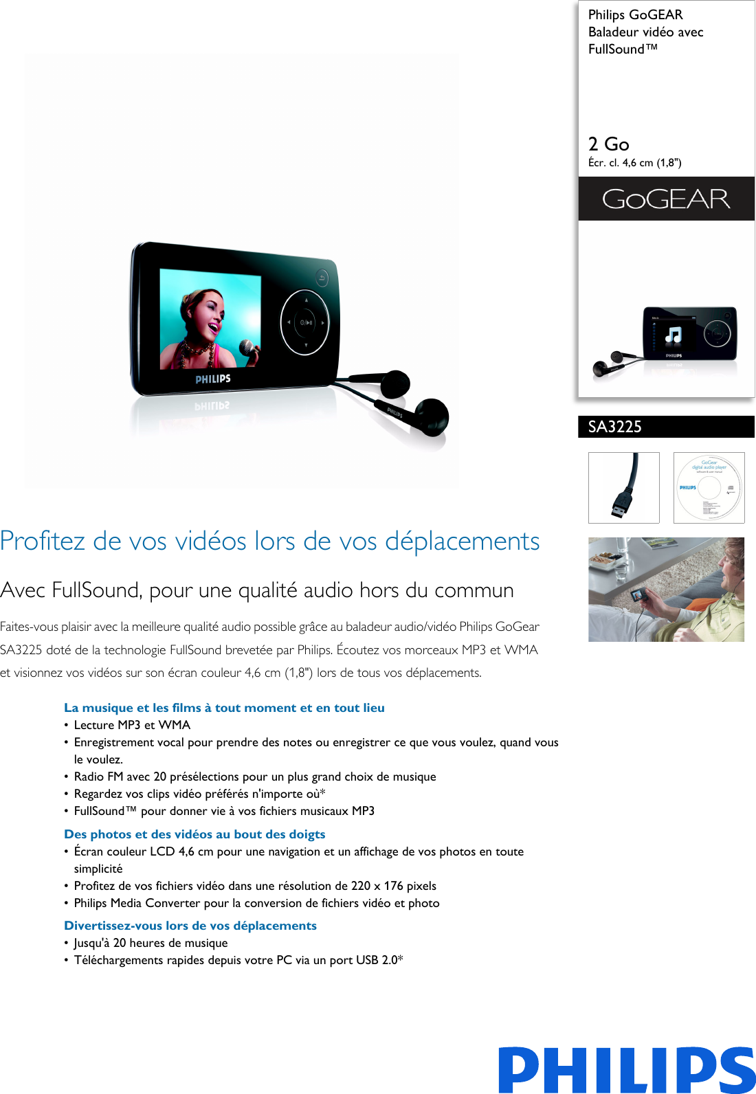 Page 1 of 3 - Philips SA3225/02 Leaflet SA3225_02 Released France (French)  User Manual Fiche Produit Sa3225 02 Pss Frafr