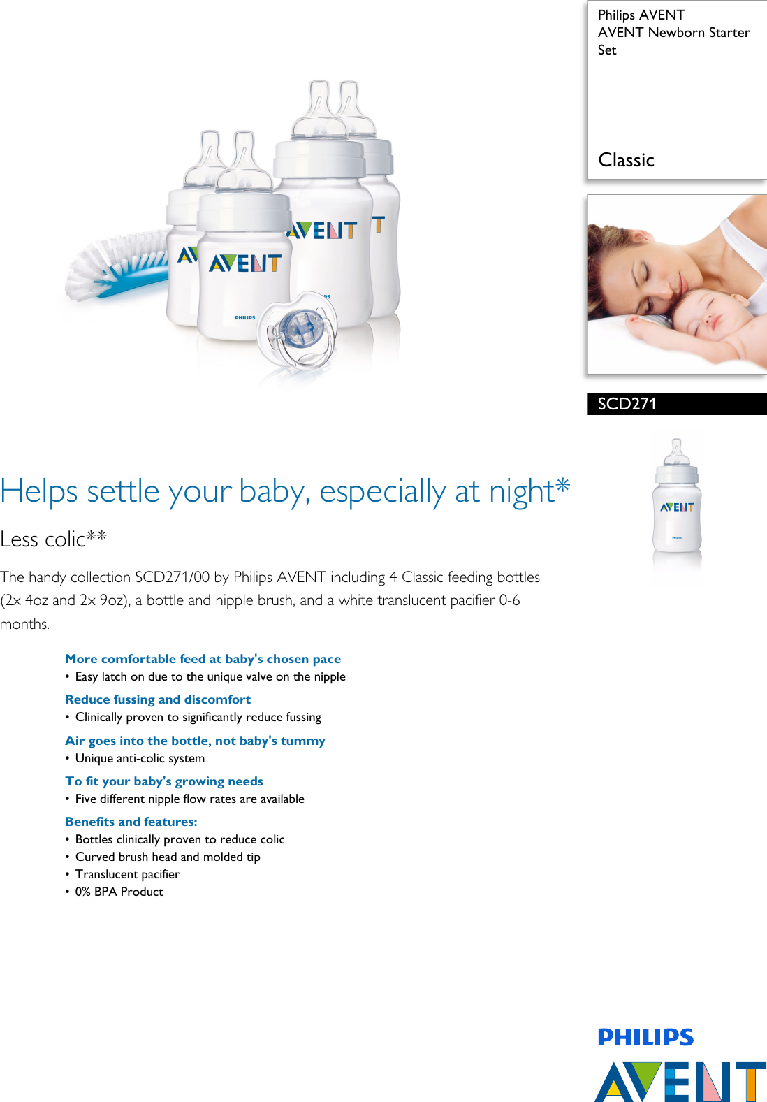 Page 1 of 3 - Philips SCD271 SCD271/60 AVENT Newborn Starter Set User Manual Leaflet 60 Pss Engza