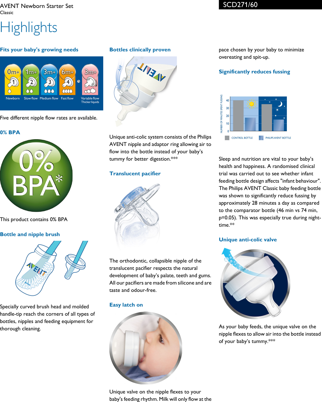 Page 2 of 3 - Philips SCD271 SCD271/60 AVENT Newborn Starter Set User Manual Leaflet 60 Pss Engza