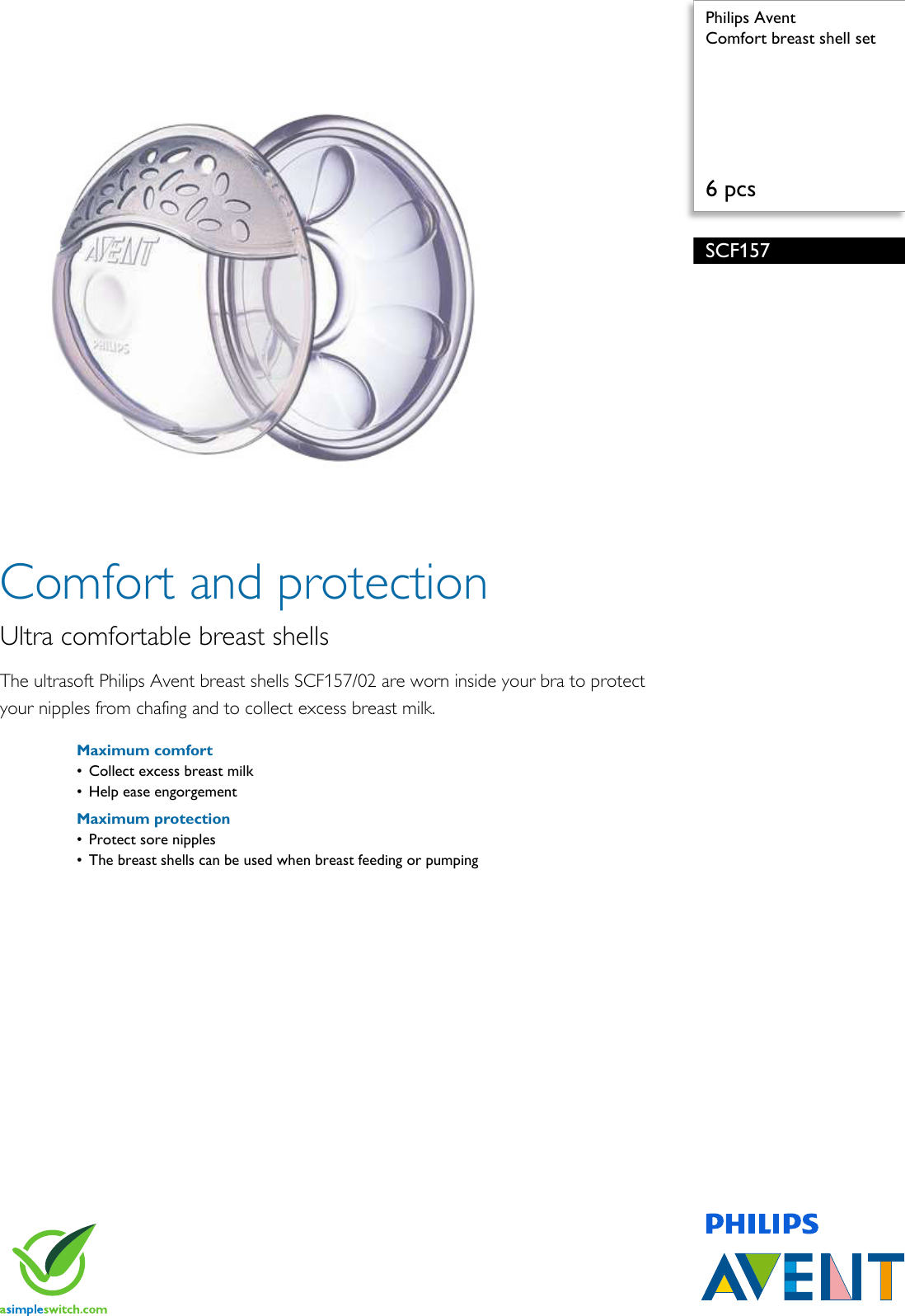 Philips Scf157 Scf157 02 Comfort Breast Shell Set User Manual