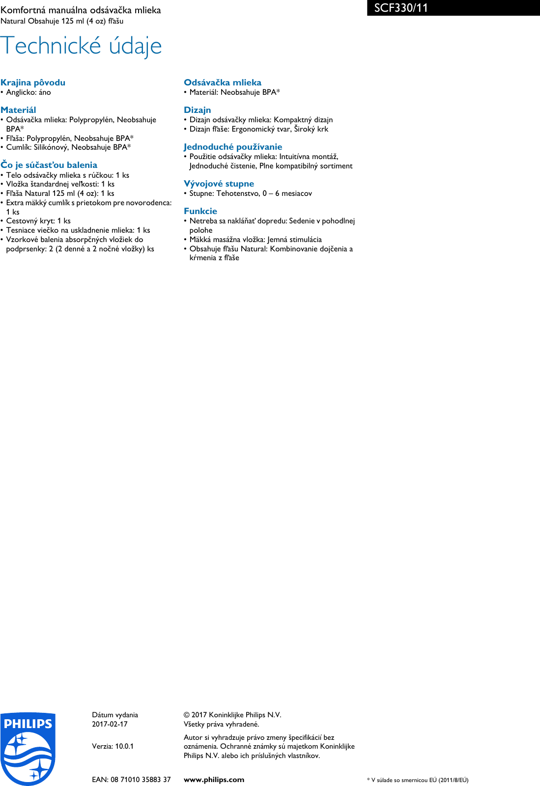 Page 3 of 3 - Philips SCF330/11 Leaflet SCF330_11 Released Slovakia (Slovak)  User Manual Prospekt Scf330 11 Pss Slksk