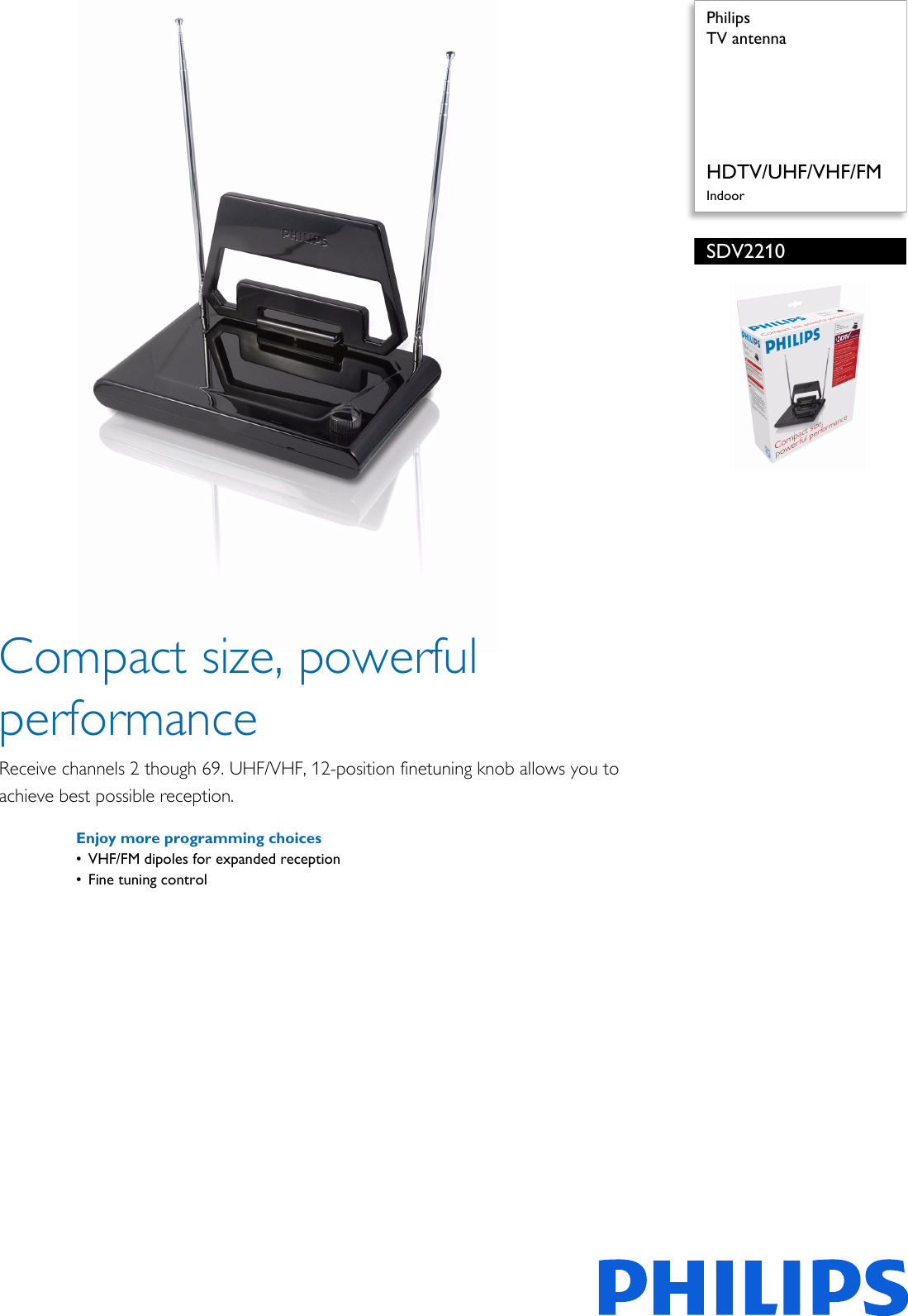 Page 1 of 2 - Philips SDV2210/27 TV Antenna User Manual Leaflet Sdv2210 27 Pss Aenus