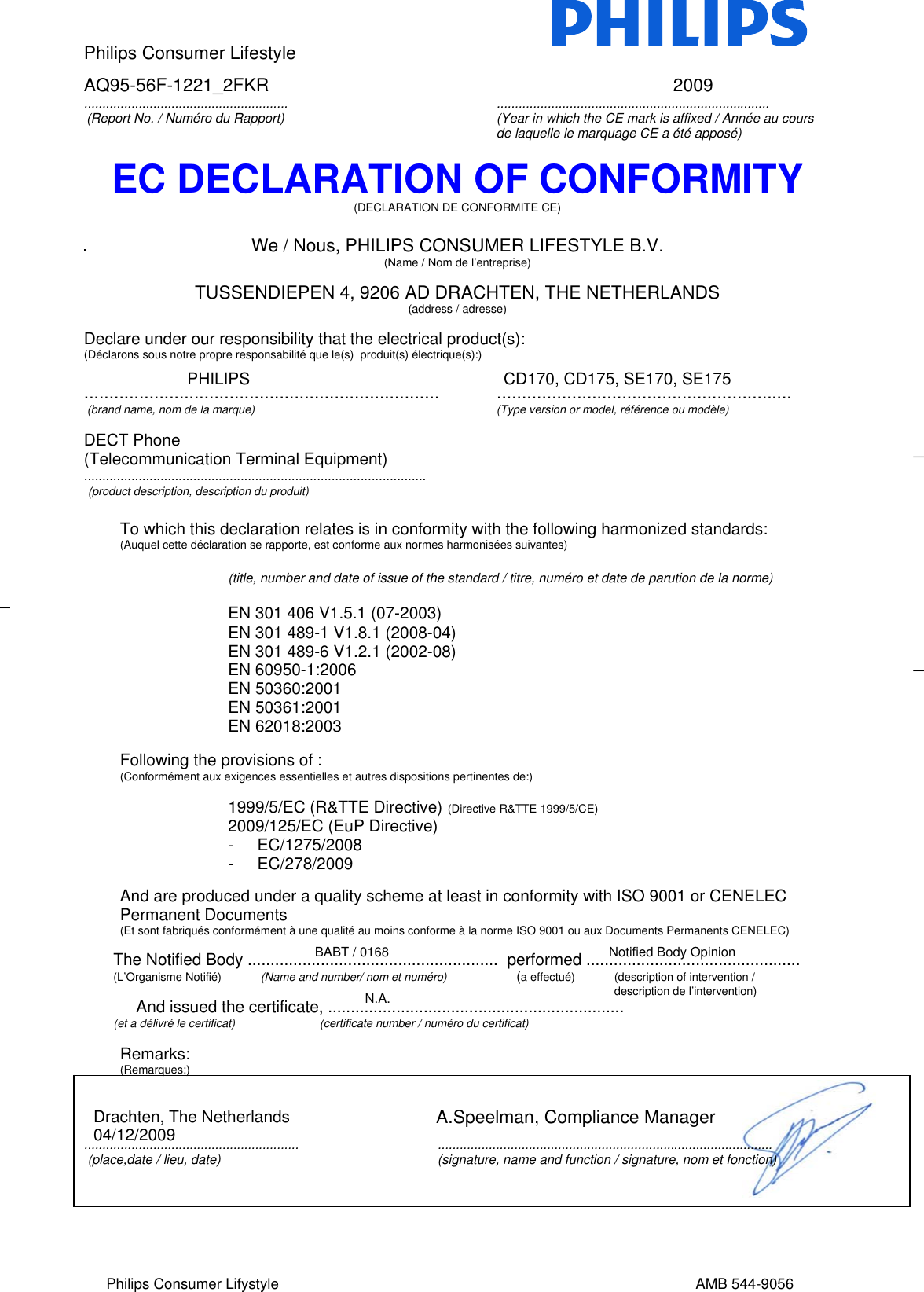 Page 1 of 1 - Philips SE1701B/38 User Manual Uygunluk Bildirimi Se1701b 38 Doc Fra