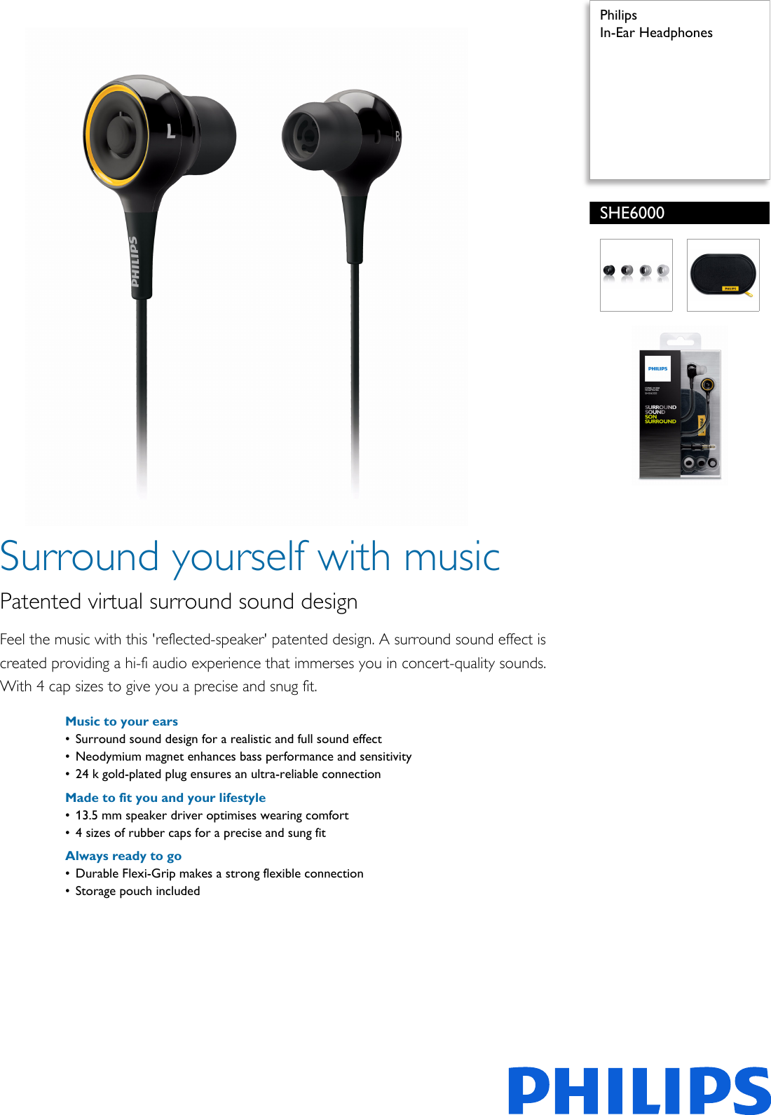 Page 1 of 2 - Philips SHE6000/10 Leaflet SHE6000_10 Released Ireland (English)  User Manual She6000 10 Pss Engie