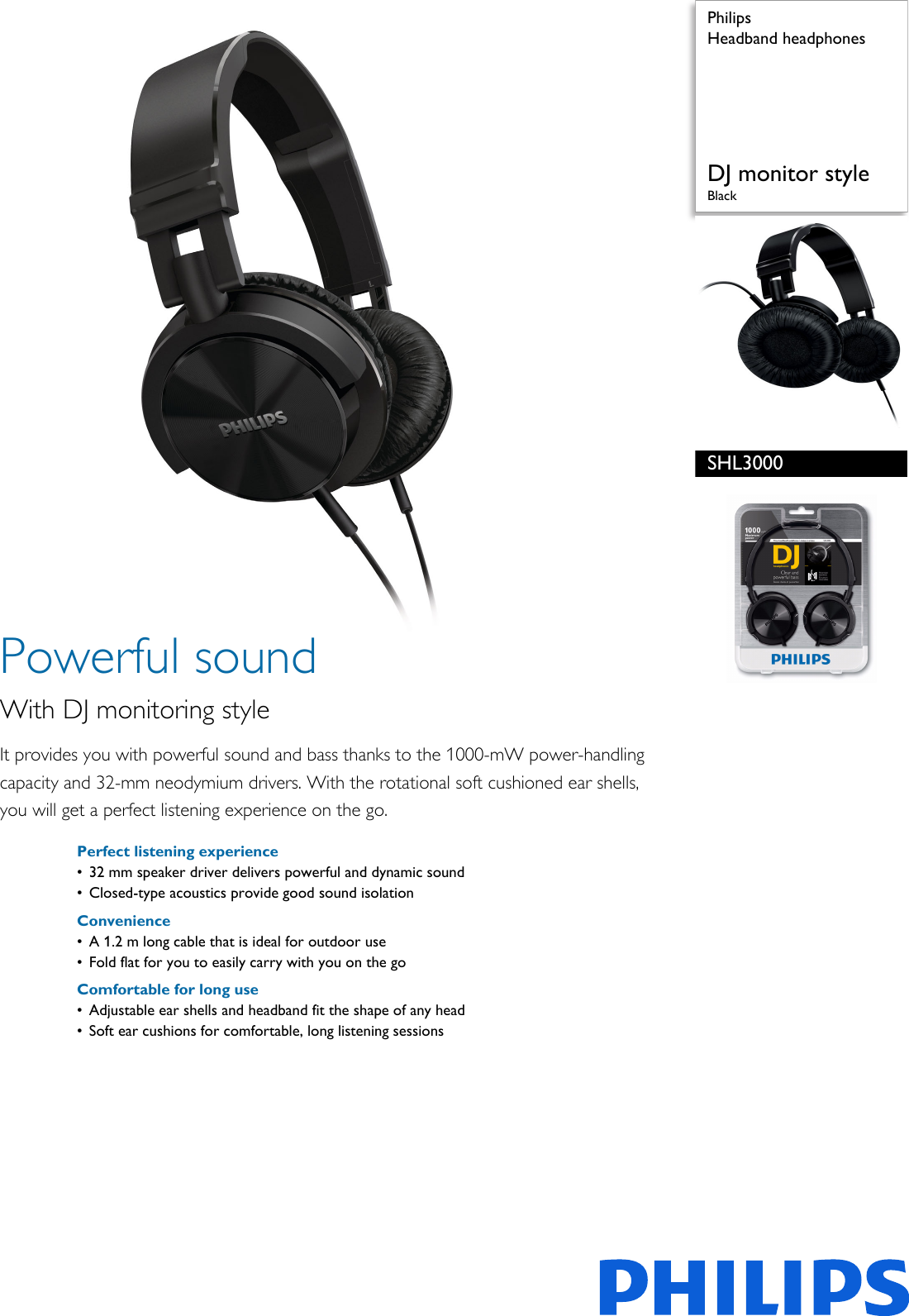 Page 1 of 2 - Philips SHL3000/00 Headband Headphones User Manual Leaflet Shl3000 00 Pss Enggb