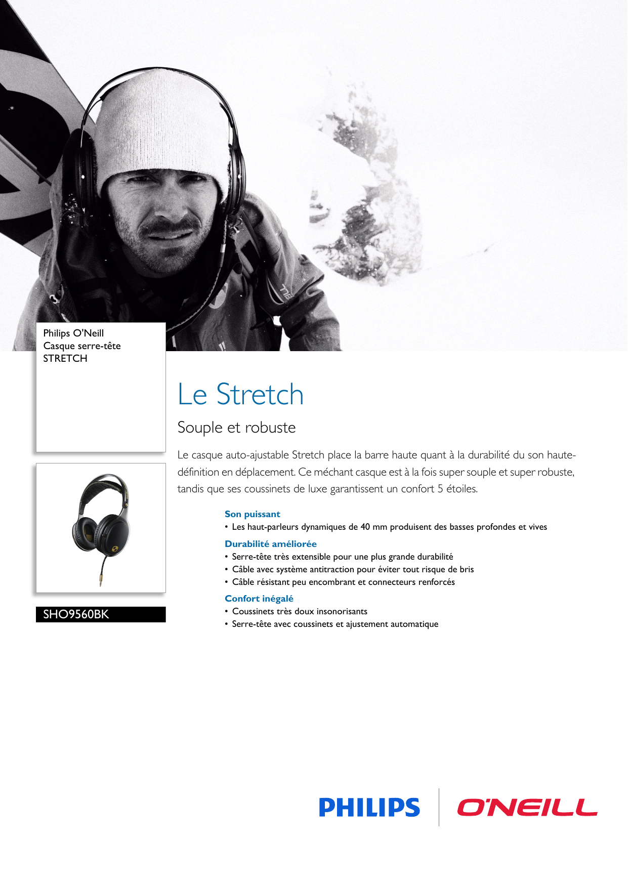 Page 1 of 2 - Philips SHO9560BK/28 Casque Serre-tête STRETCH User Manual Dépliant Sho9560bk 28 Pss Cfrca