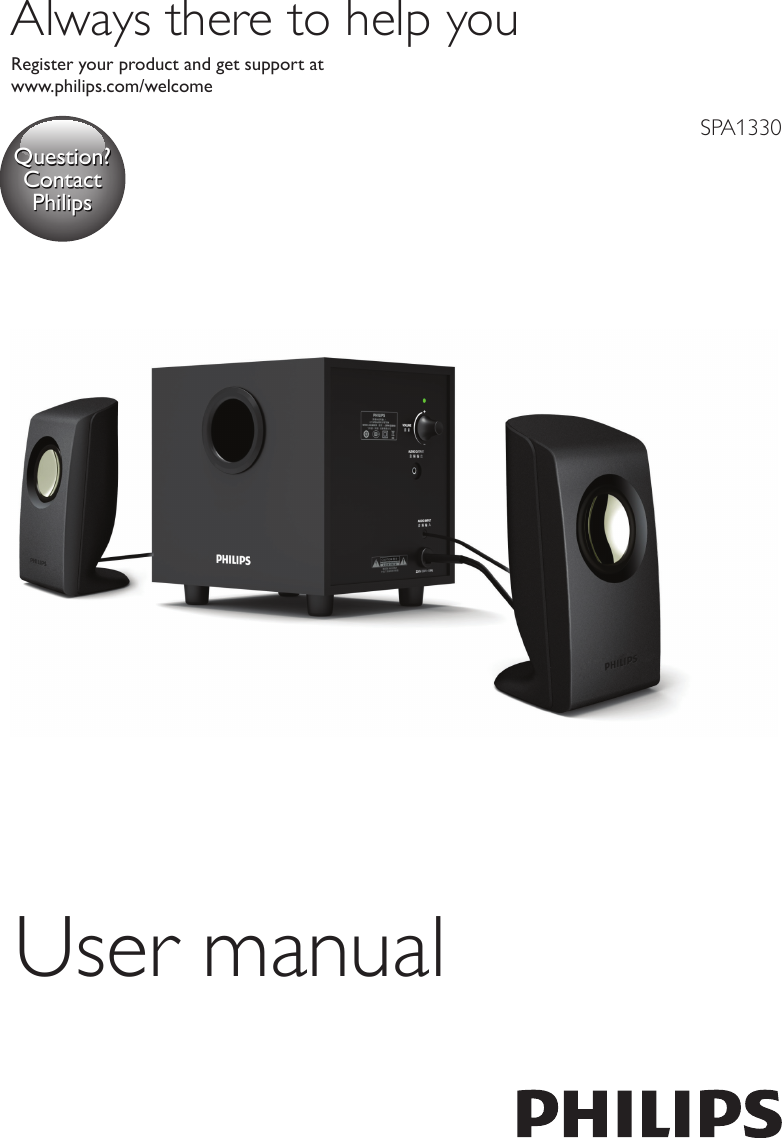 Philips Multimedia Speakers 2.1 ™ SPA1330/37 Black for PC/MAC 