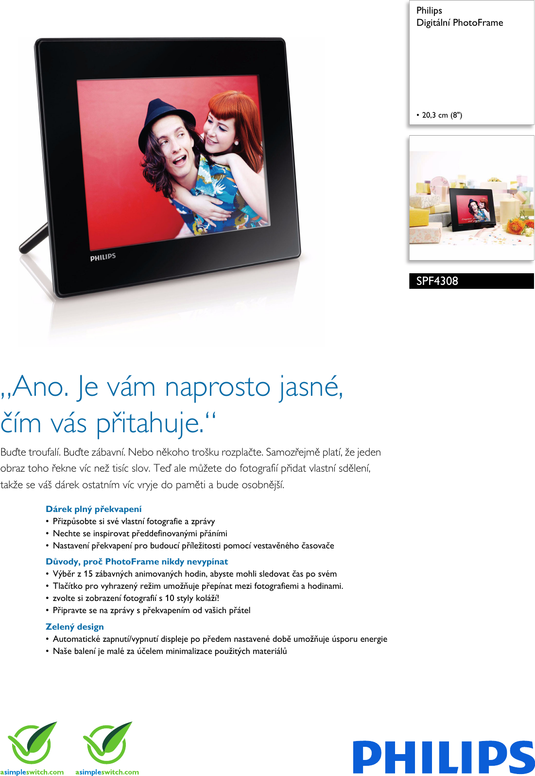 Philips SPF4308/10 Leaflet SPF4308_10 Released Czech Republic (Czech