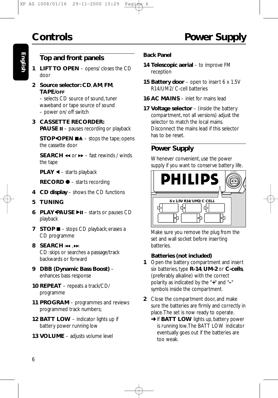 Page 3 of 10 - Philips XP AZ 1008/01/16 AZ1008/19 Az1008 19 Dfu Eng