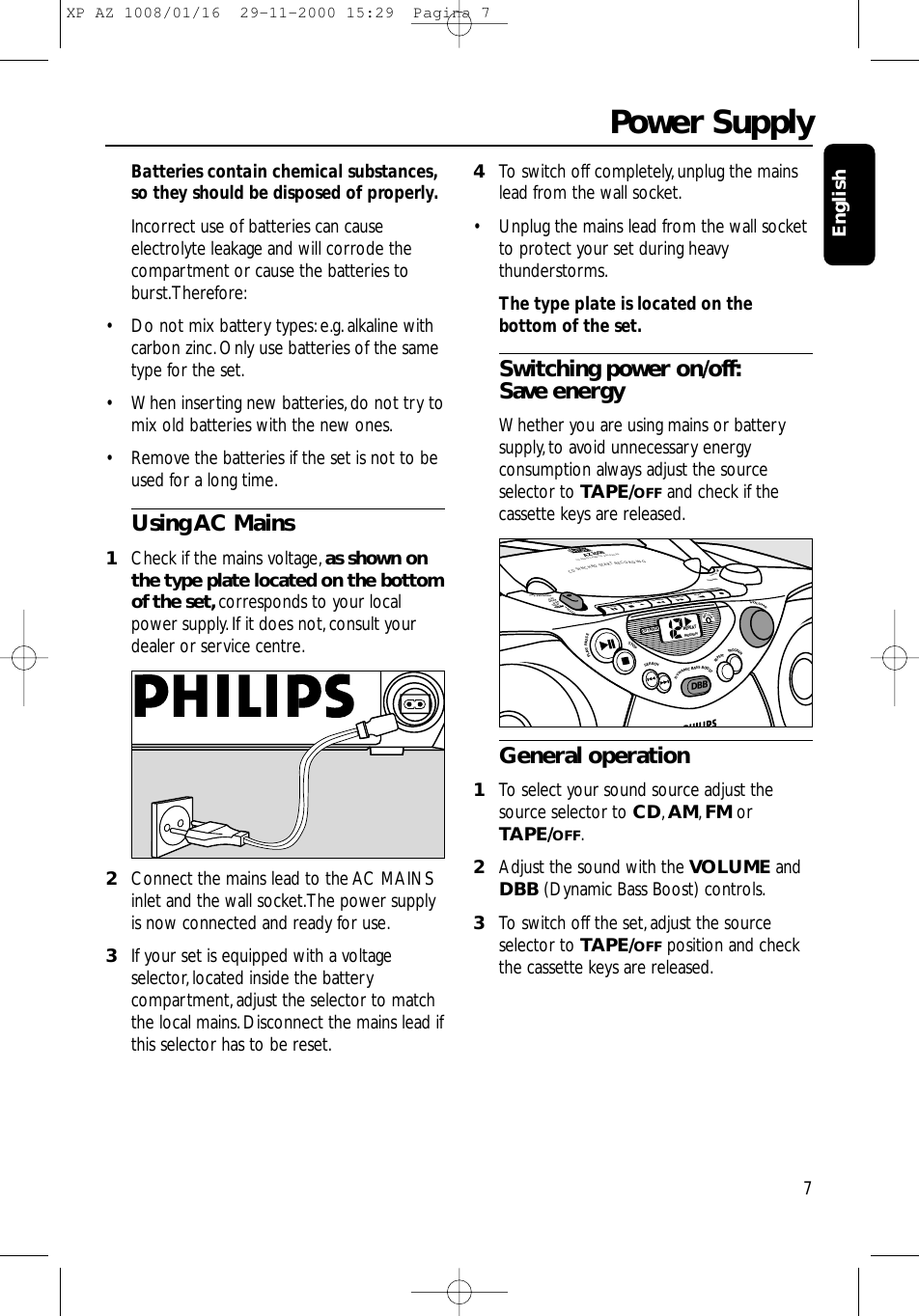 Page 4 of 10 - Philips XP AZ 1008/01/16 AZ1008/19 Az1008 19 Dfu Eng