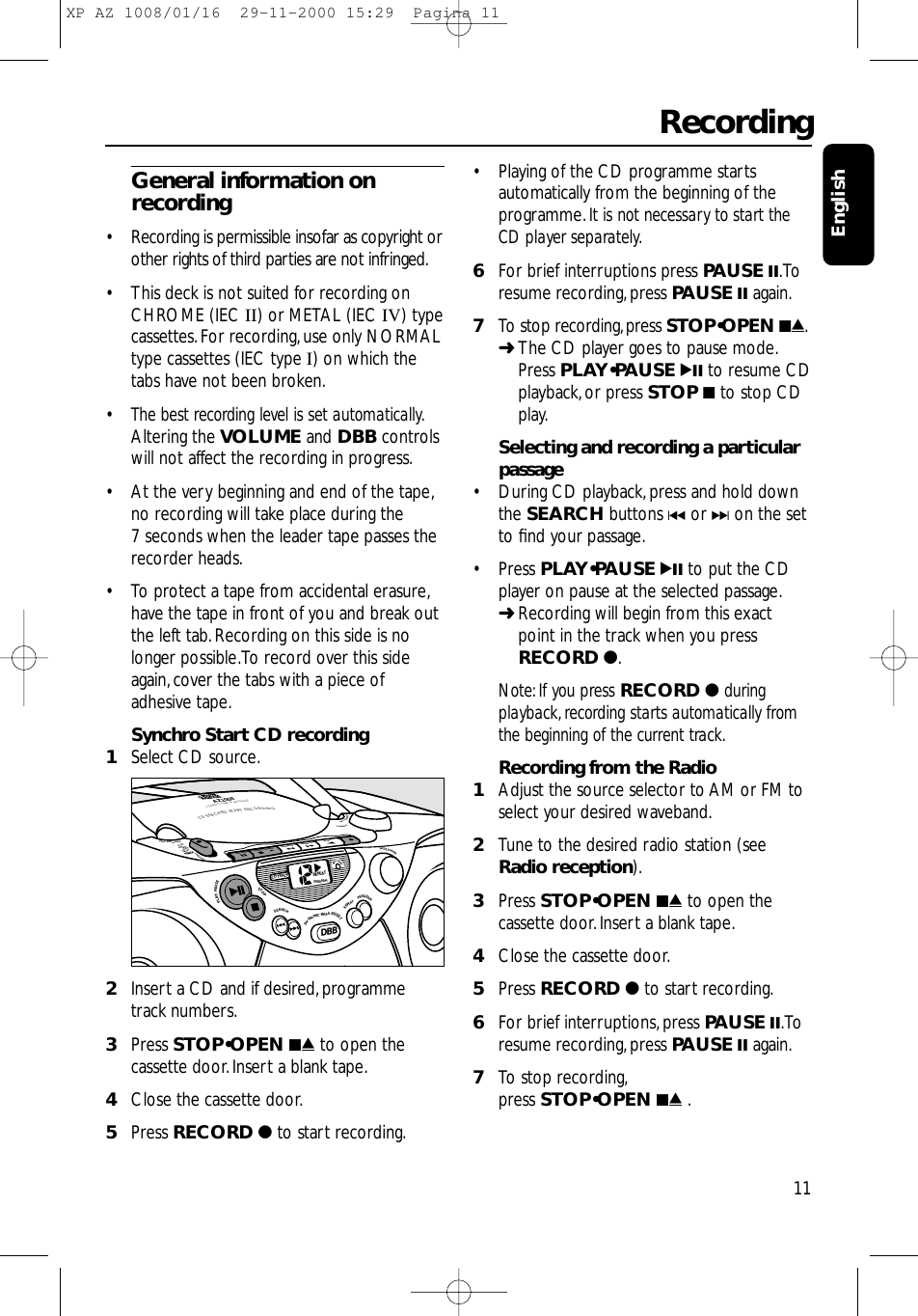 Page 8 of 10 - Philips XP AZ 1008/01/16 AZ1008/19 Az1008 19 Dfu Eng