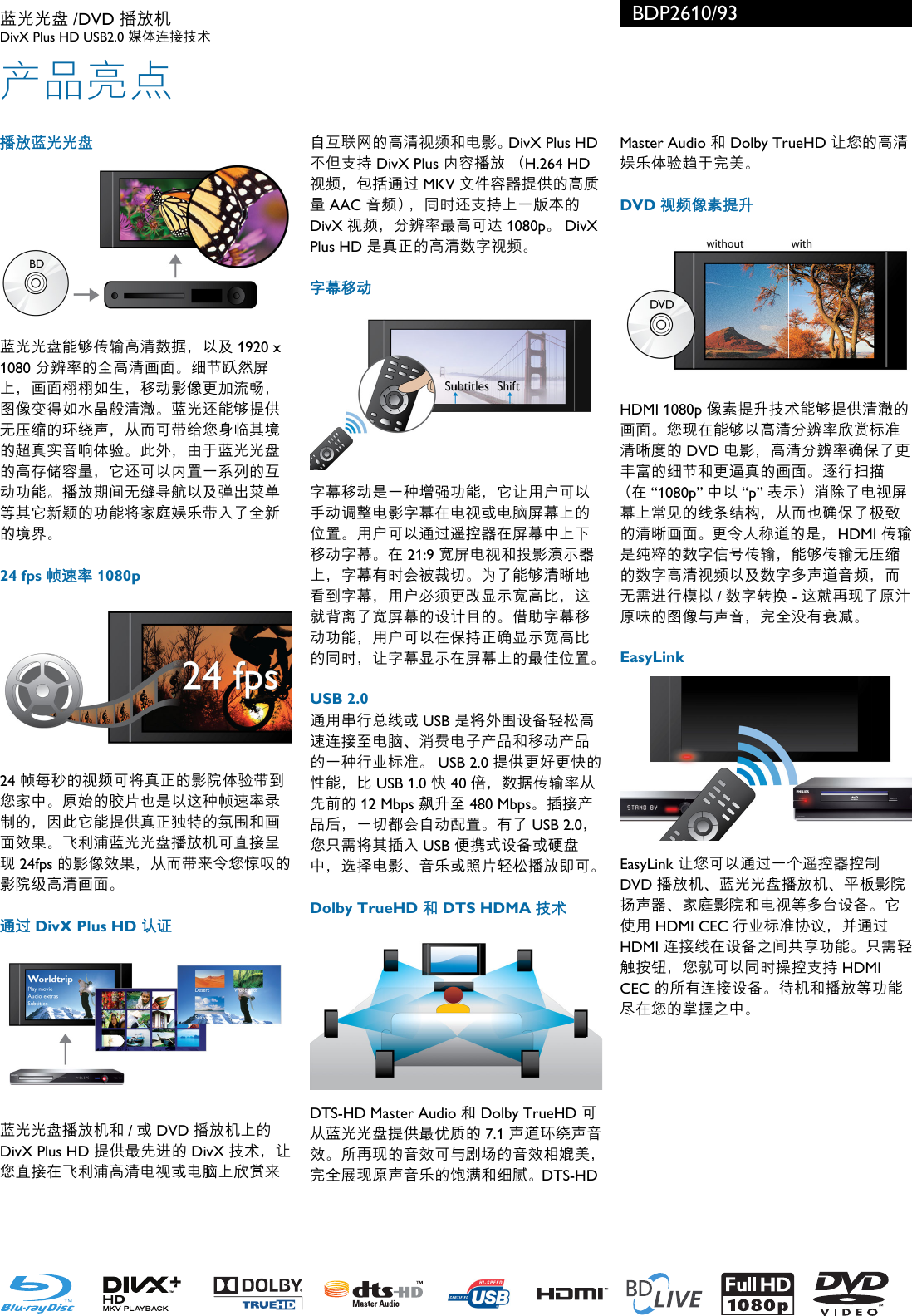 Philips BDP2610/93 蓝光光盘/DVD 播放机 è å å ç /DVD æ ­æ ¾æ º Bdp2610 93 Pss Zhscn