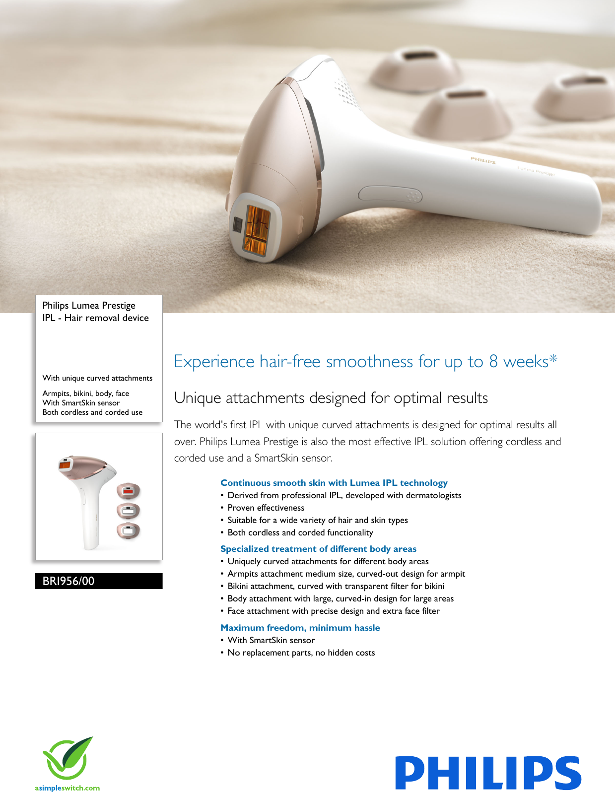 Page 1 of 3 - Philips BRI956/00 IPL - Hair Removal Device Leaflet Bri956 00 Pss Engnz