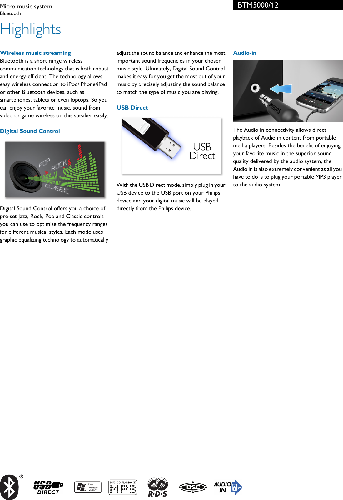 Page 2 of 3 - Philips BTM5000/12 Micro Music System Btm5000 12 Pss Aenbe