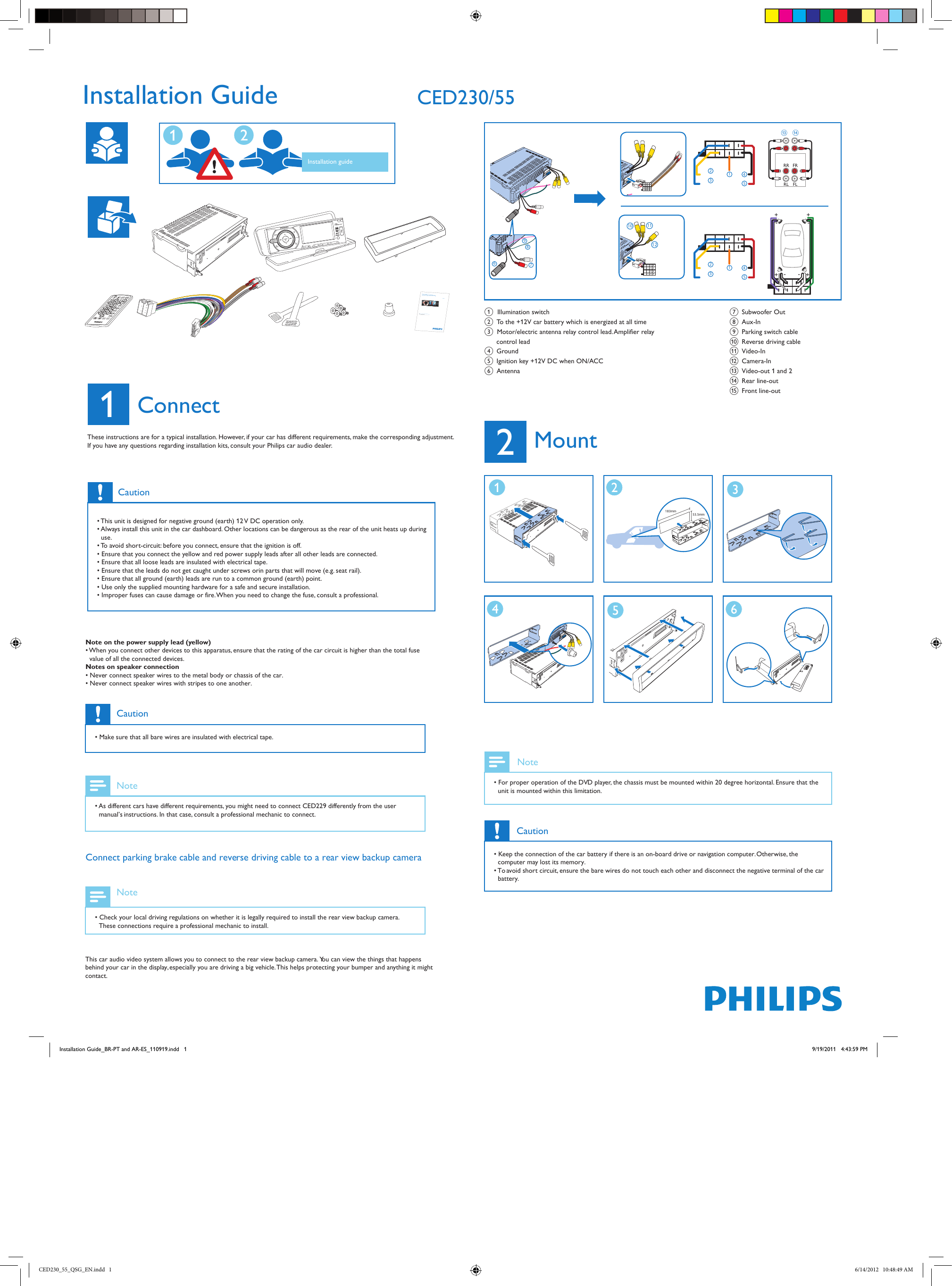 Page 1 of 2 - Philips  Installation Guide Ced230 55 Qsg Eng