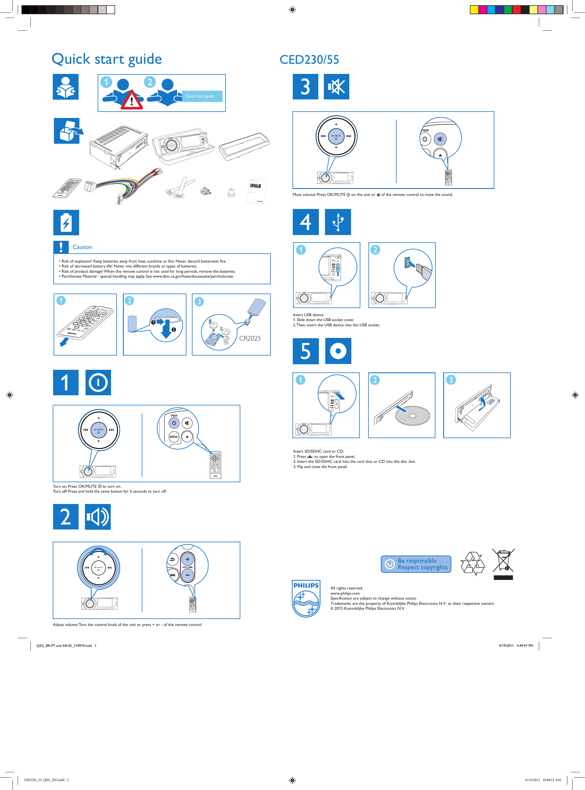 Page 2 of 2 - Philips  Installation Guide Ced230 55 Qsg Eng