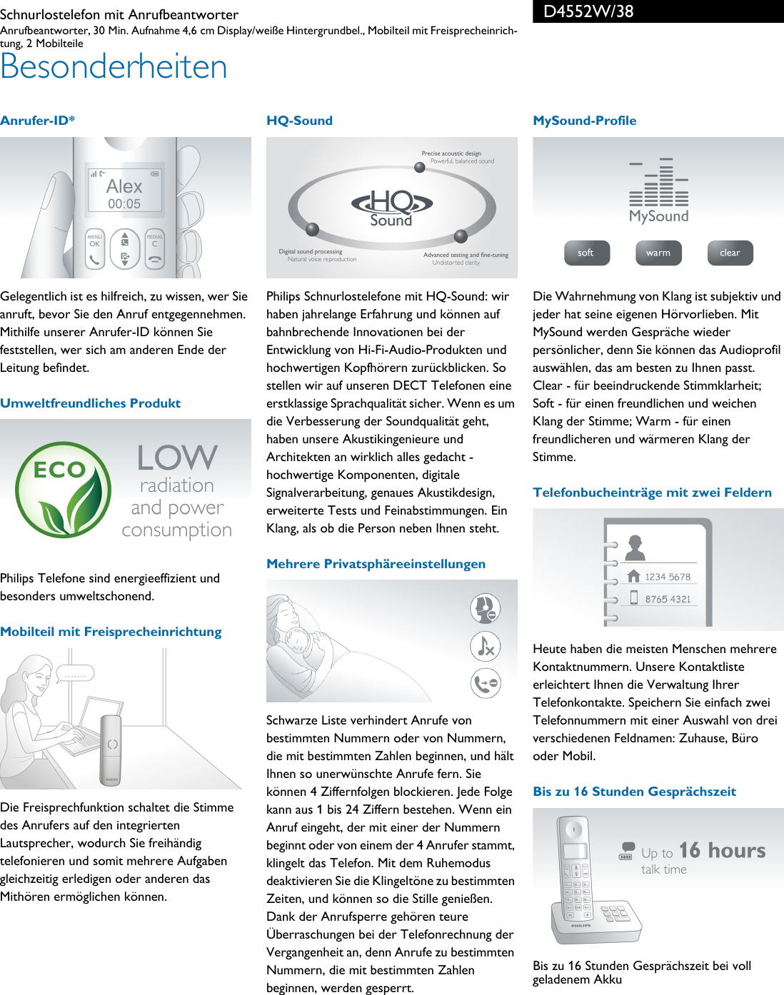 Page 2 of 3 - Philips Leaflet D4552W_38 Released Switzerland (German)  ... D4552w 38 Pss Deuch