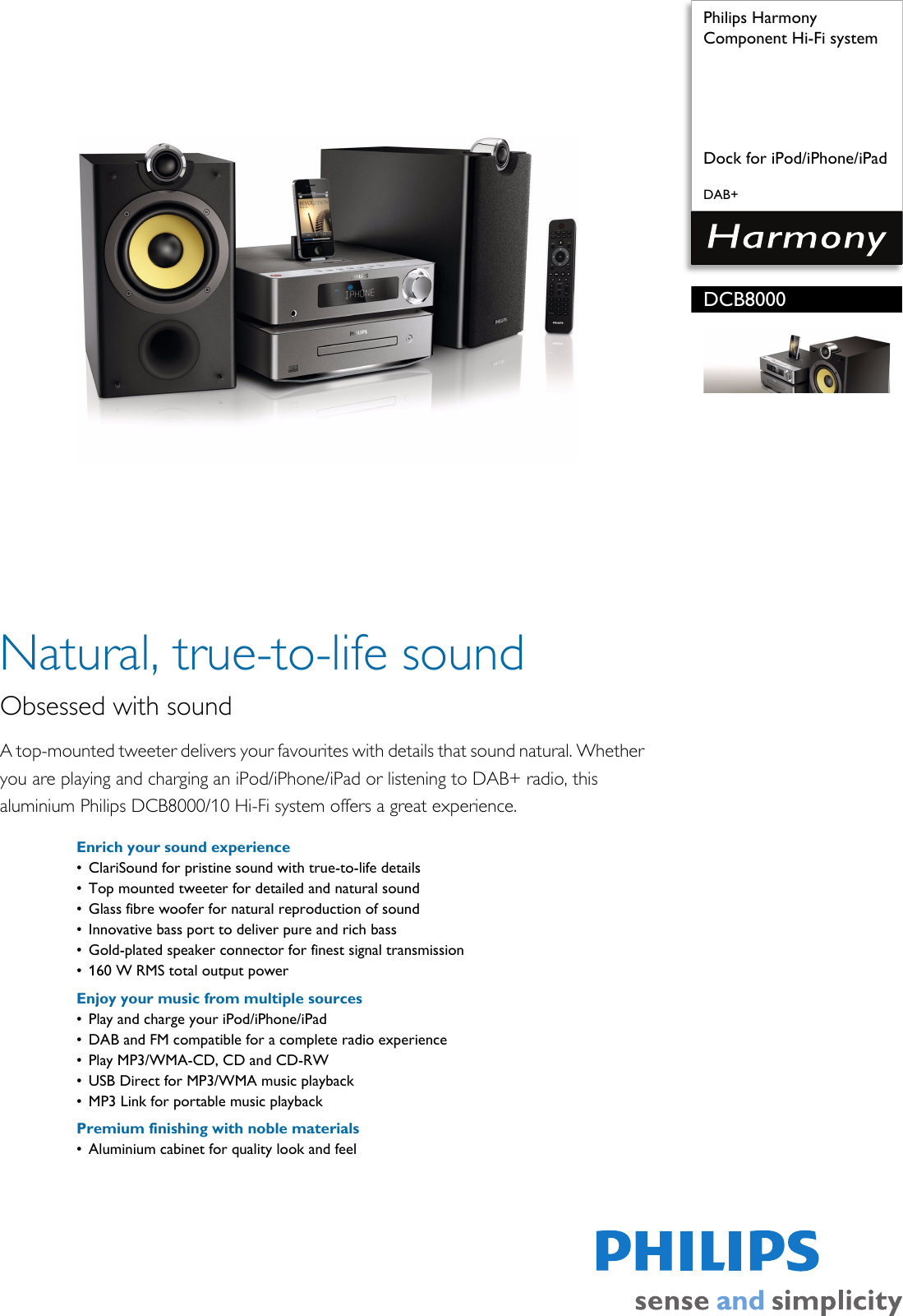 Page 1 of 3 - Philips DCB8000/10 Component Hi-Fi System Leaflet Dcb8000 10 Pss Engie