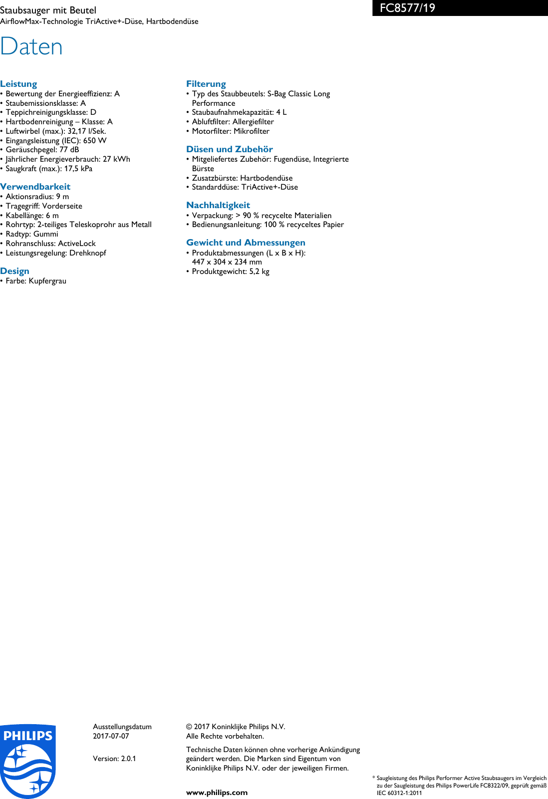 Page 3 of 3 - Philips Leaflet FC8577_19 Released Germany (German)  ... Fc8577 19 Pss Deude