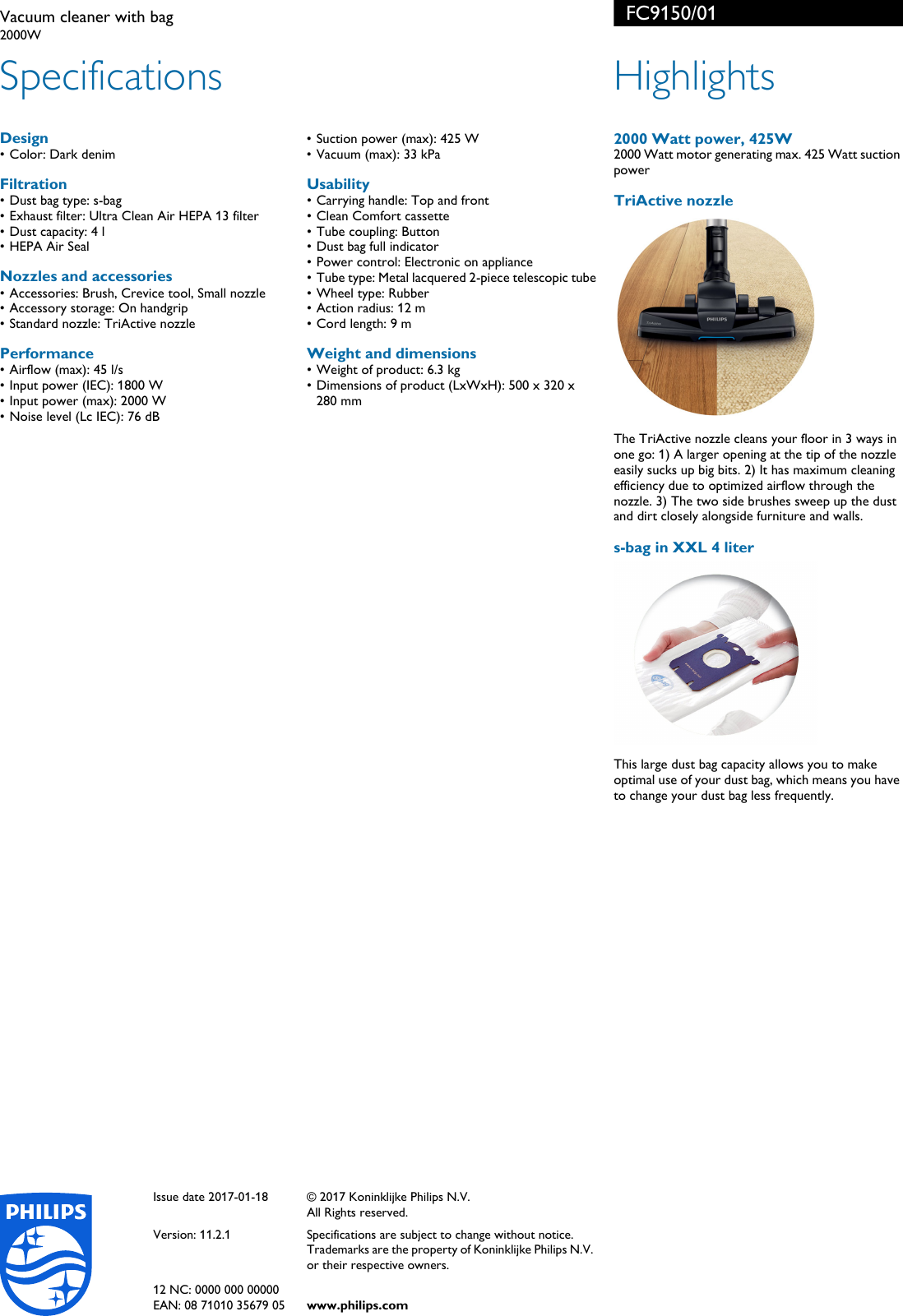 Page 2 of 2 - Philips FC9150/01 Vacuum Cleaner With Bag TriActive Nozzle Tri Active ... Fc9150 01 Pss Aensa