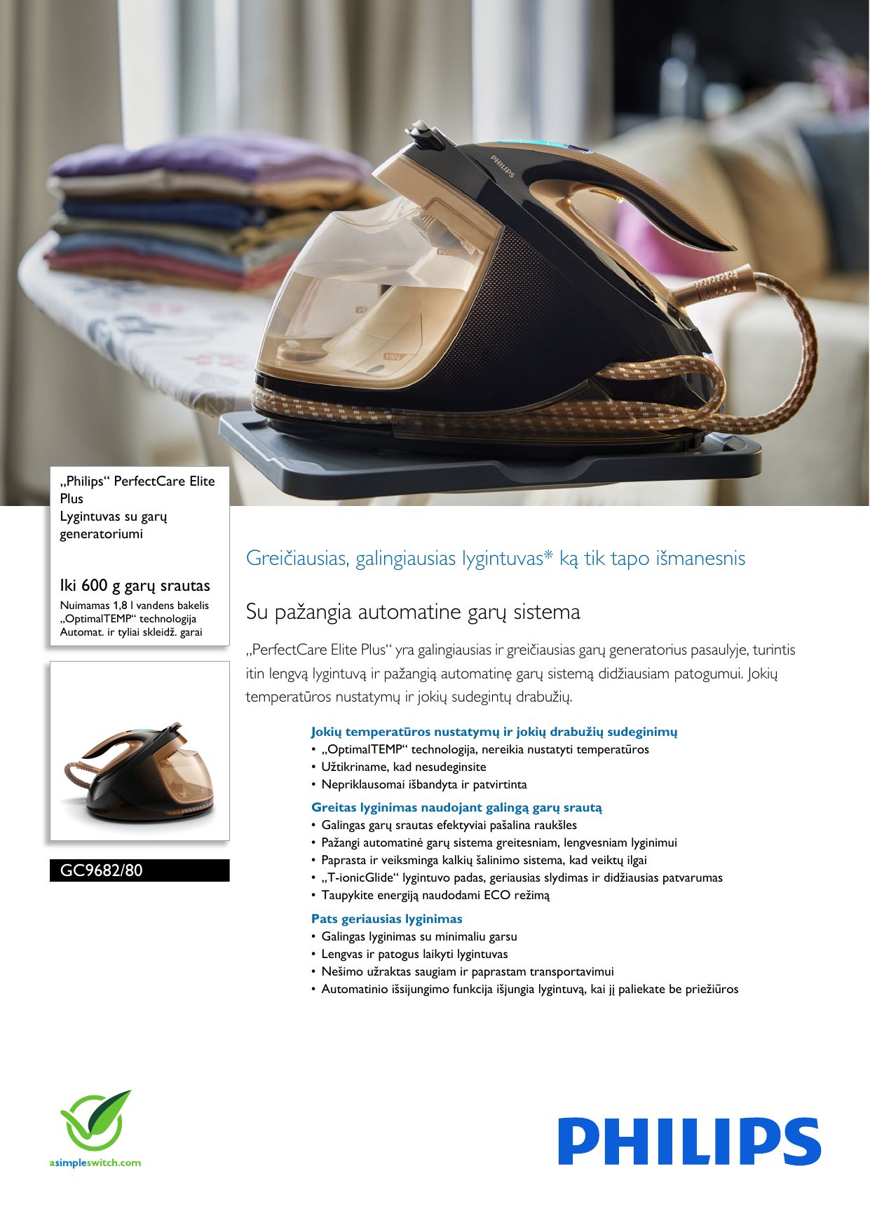 Philips GC9682/80 Lygintuvas Su Garų Generatoriumi GarÅ³ Gc9682 80 Pss ...