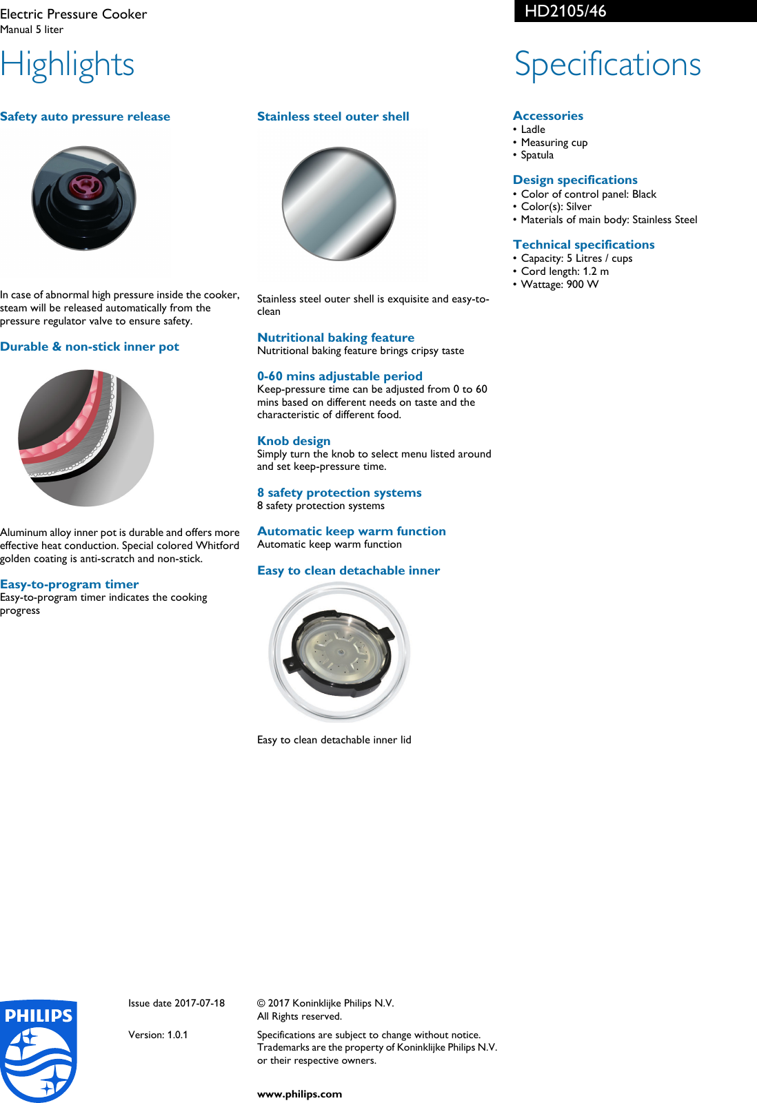 Page 2 of 2 - Philips HD2105/46 Electric Pressure Cooker Hd2105 46 Pss Engza