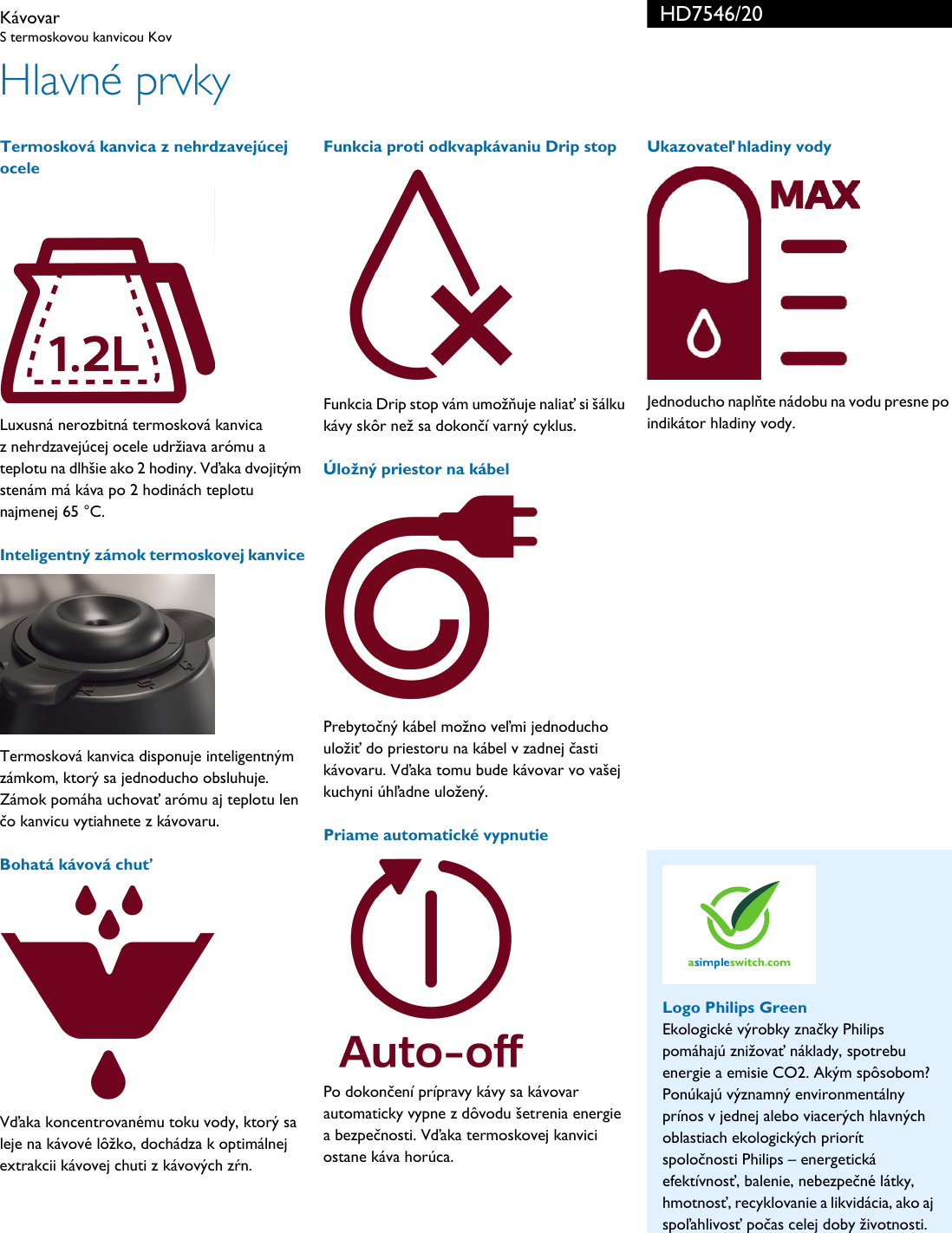 Page 2 of 3 - Philips HD7546/20 Kávovar KÃ¡vovar Hd7546 20 Pss Slksk