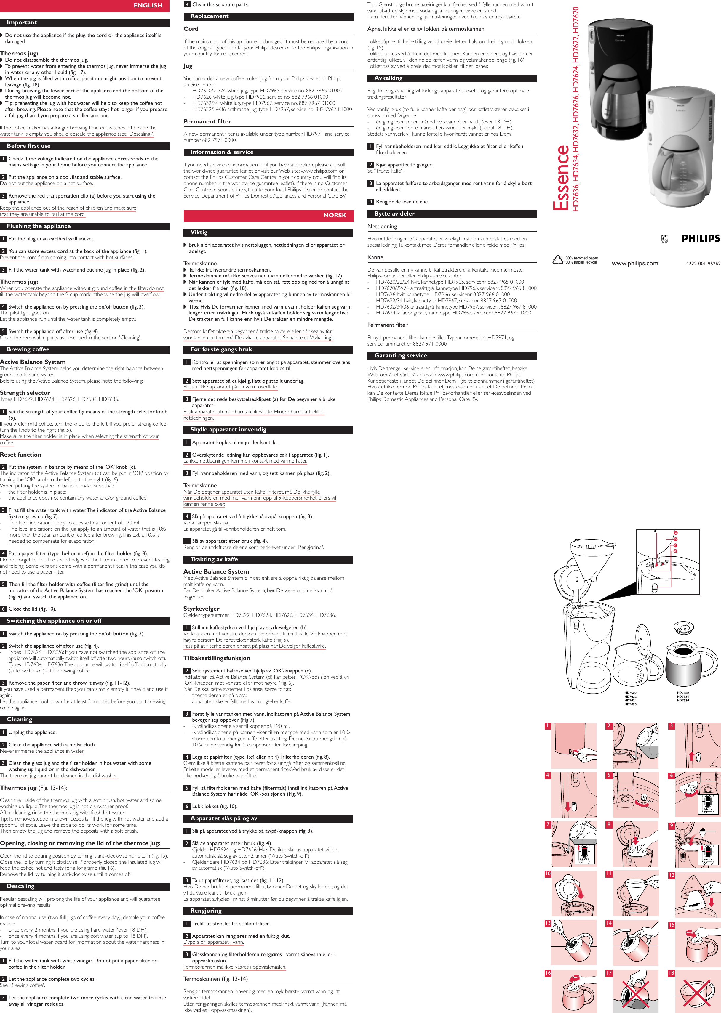 Page 1 of 2 - Philips  Gebruiksaanwijzing Hd7630 01 Dfu Swe