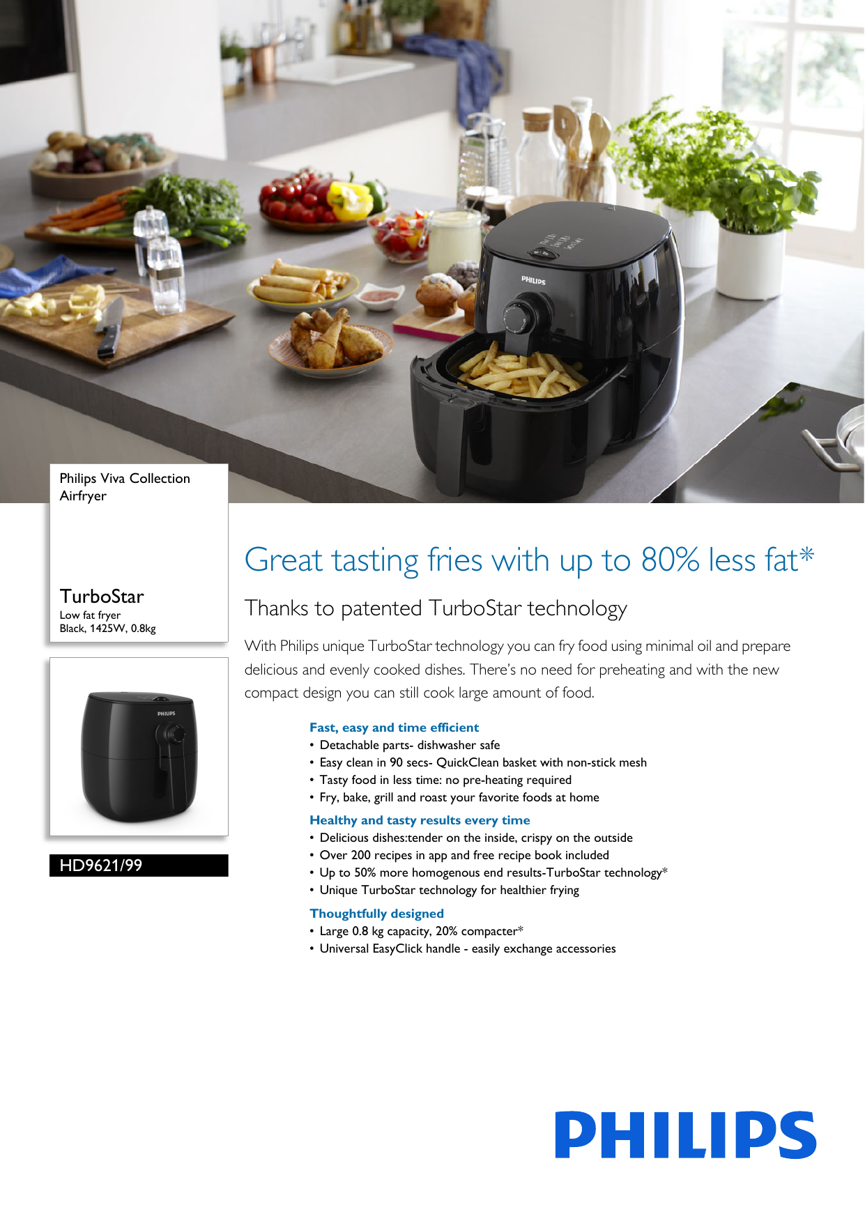 Page 1 of 3 - Philips HD9621/99 Airfryer Leaflet Hd9621 99 Pss
