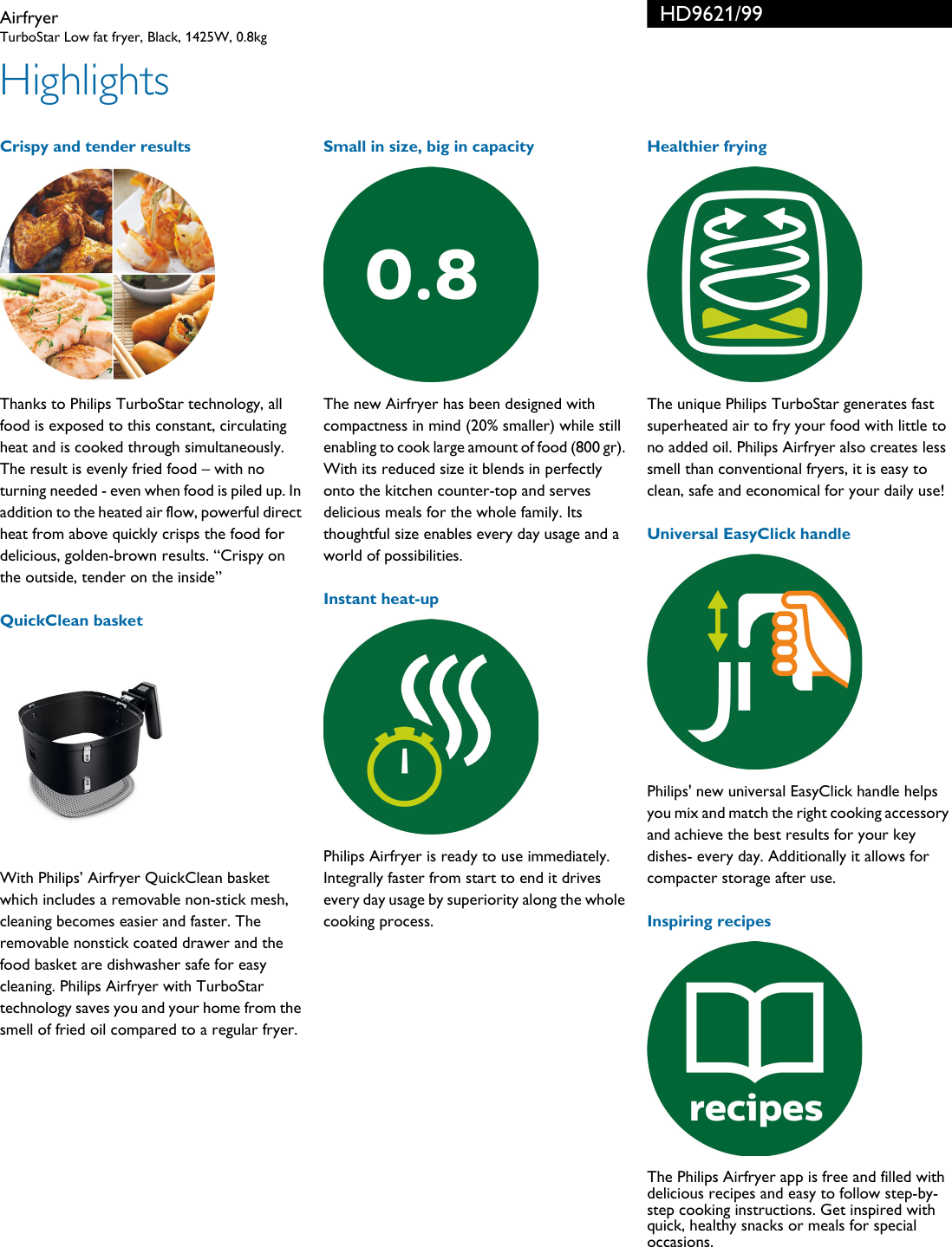 Page 2 of 3 - Philips HD9621/99 Airfryer Leaflet Hd9621 99 Pss