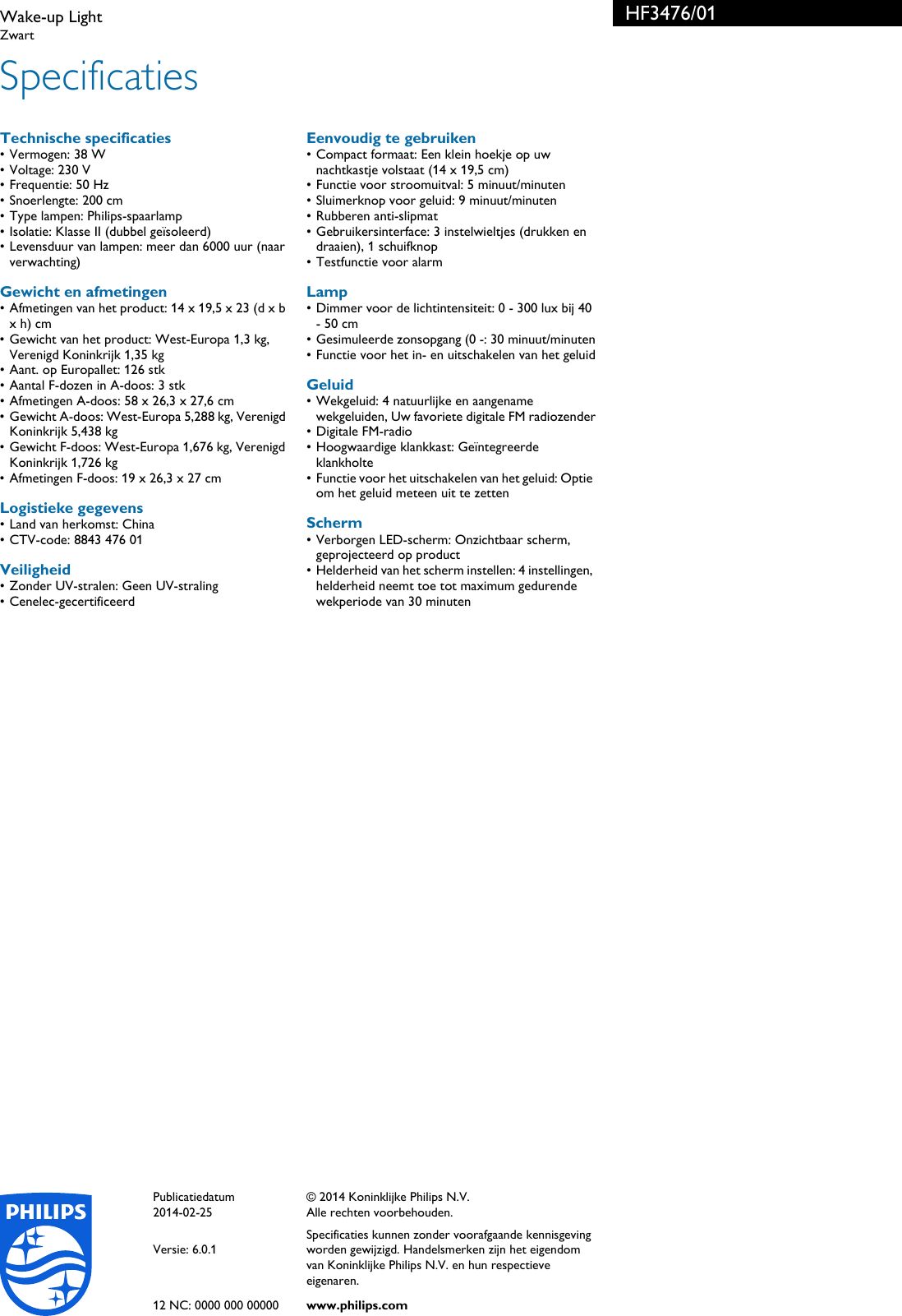 Page 3 of 3 - Philips HF3476/01 Wake-up Light Hf3476 01 Pss Nldnl