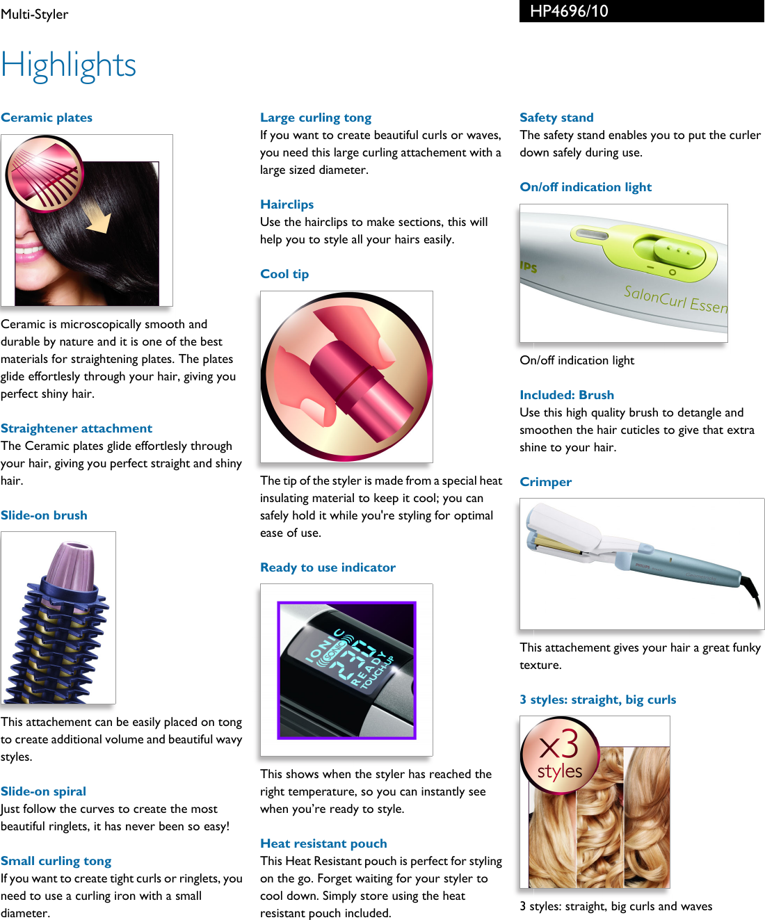 Page 2 of 3 - Philips HP4696/10 Multi-Styler Hp4696 10 Pss Aenbe