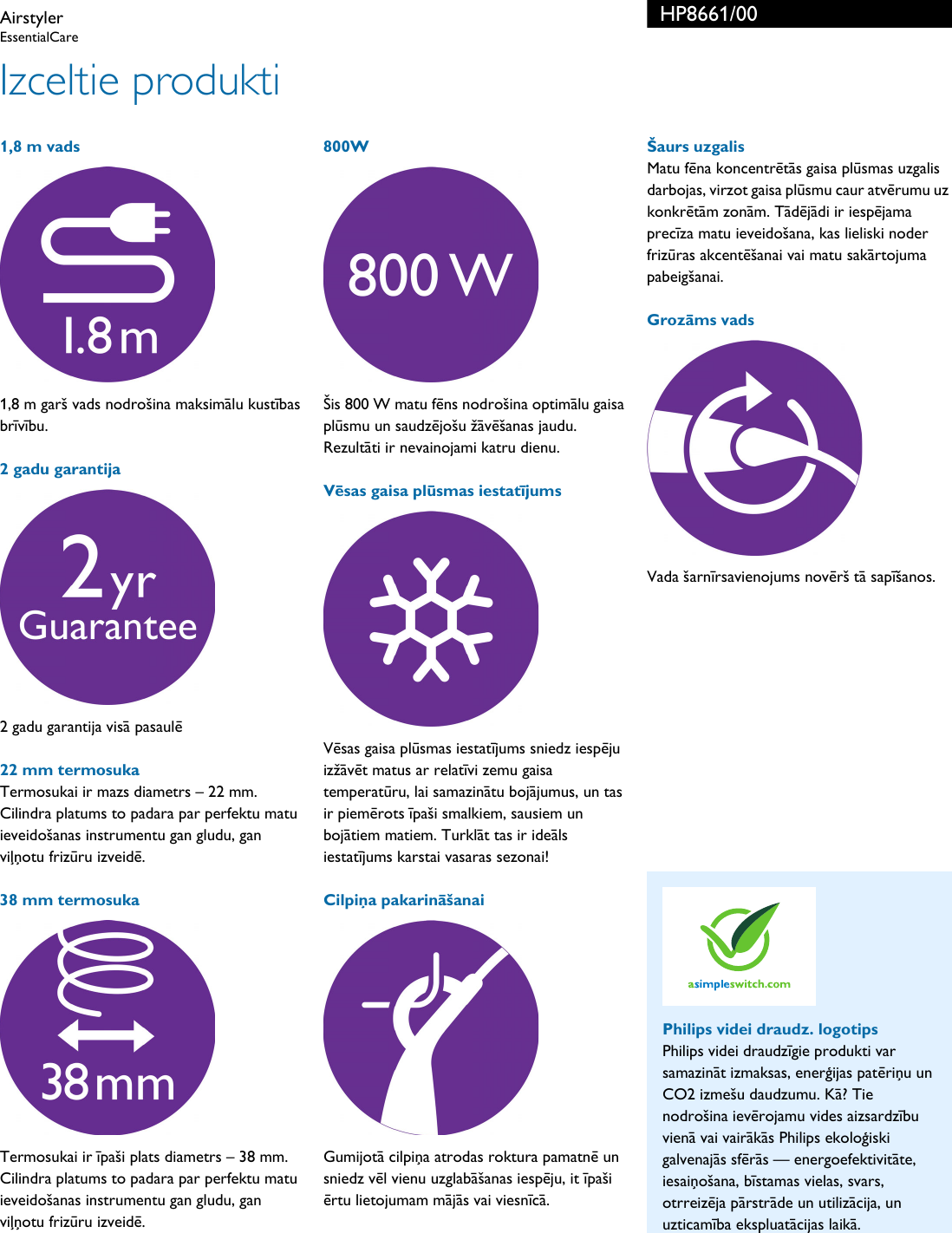 Page 2 of 3 - Philips HP8661/00 Airstyler Hp8661 00 Pss Lavlv