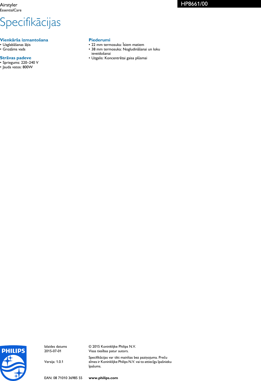 Page 3 of 3 - Philips HP8661/00 Airstyler Hp8661 00 Pss Lavlv