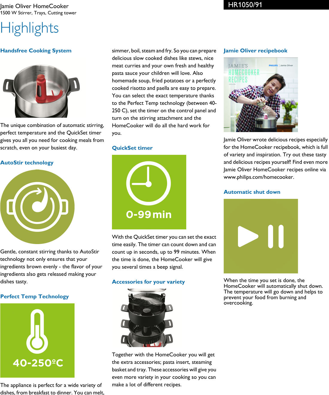 Page 2 of 3 - Philips HR1050/91 Jamie Oliver HomeCooker Leaflet Hr1050 91 Pss