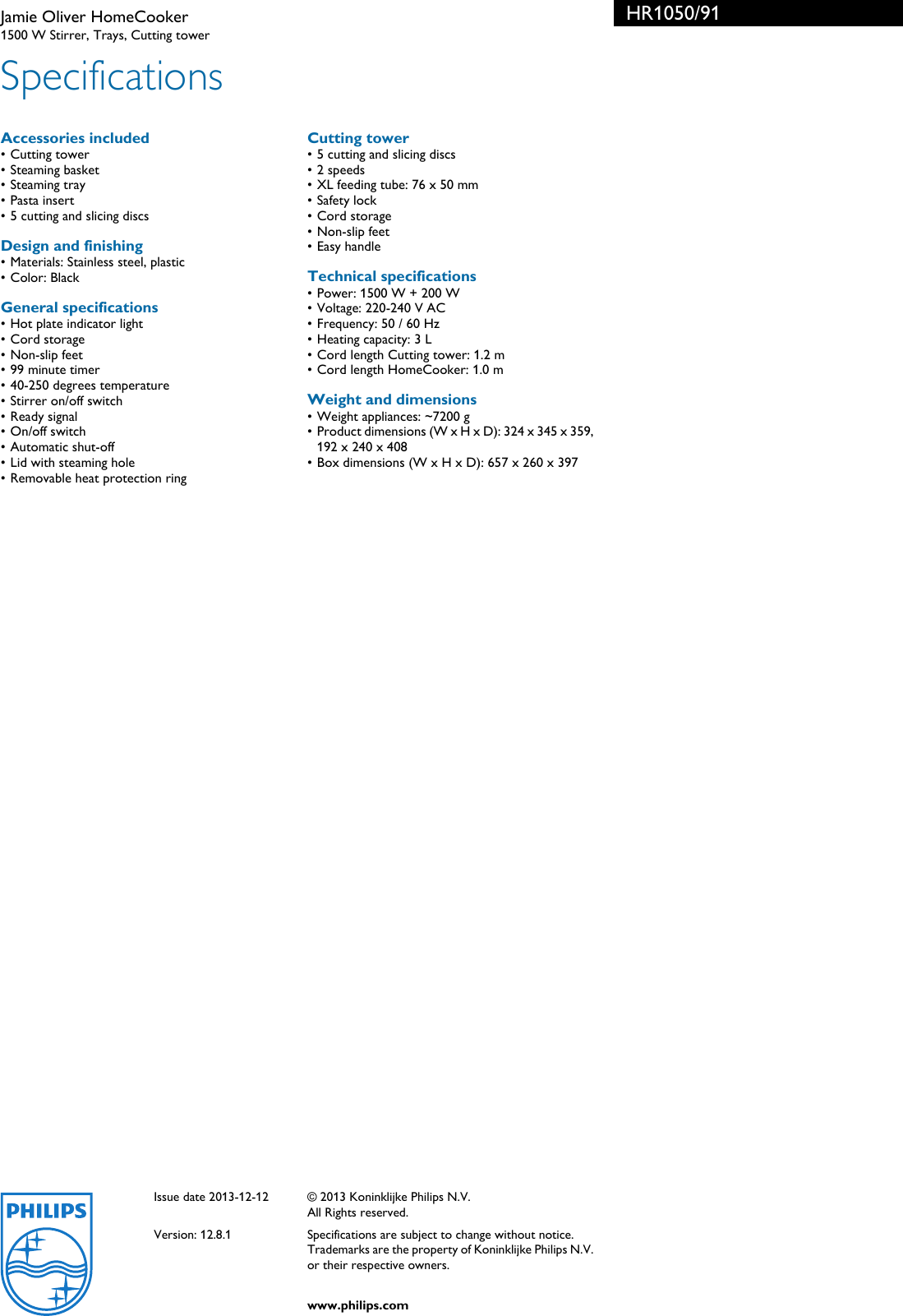 Page 3 of 3 - Philips HR1050/91 Jamie Oliver HomeCooker Leaflet Hr1050 91 Pss
