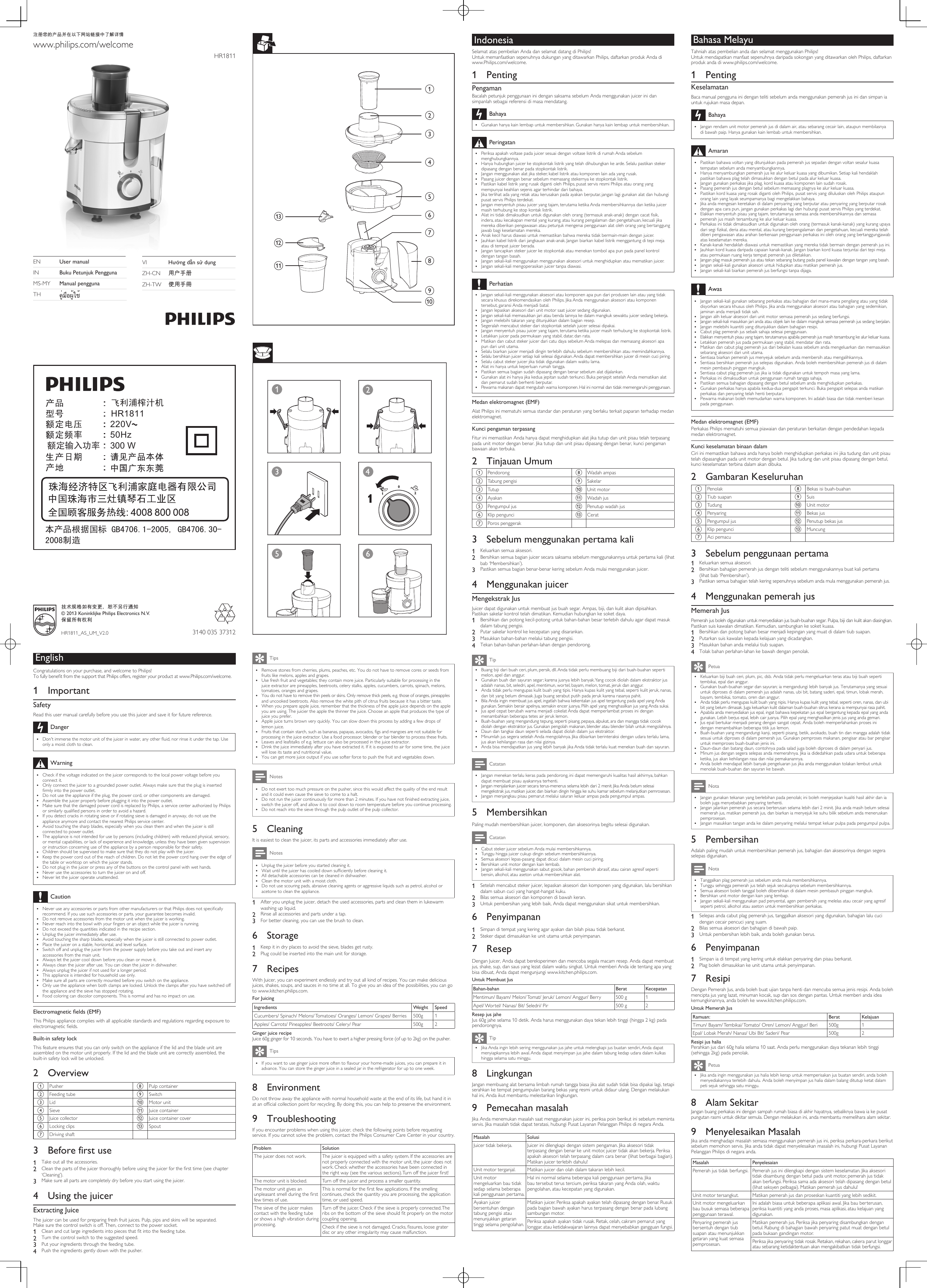 Philips English Hr1811 70 Dfu Msa