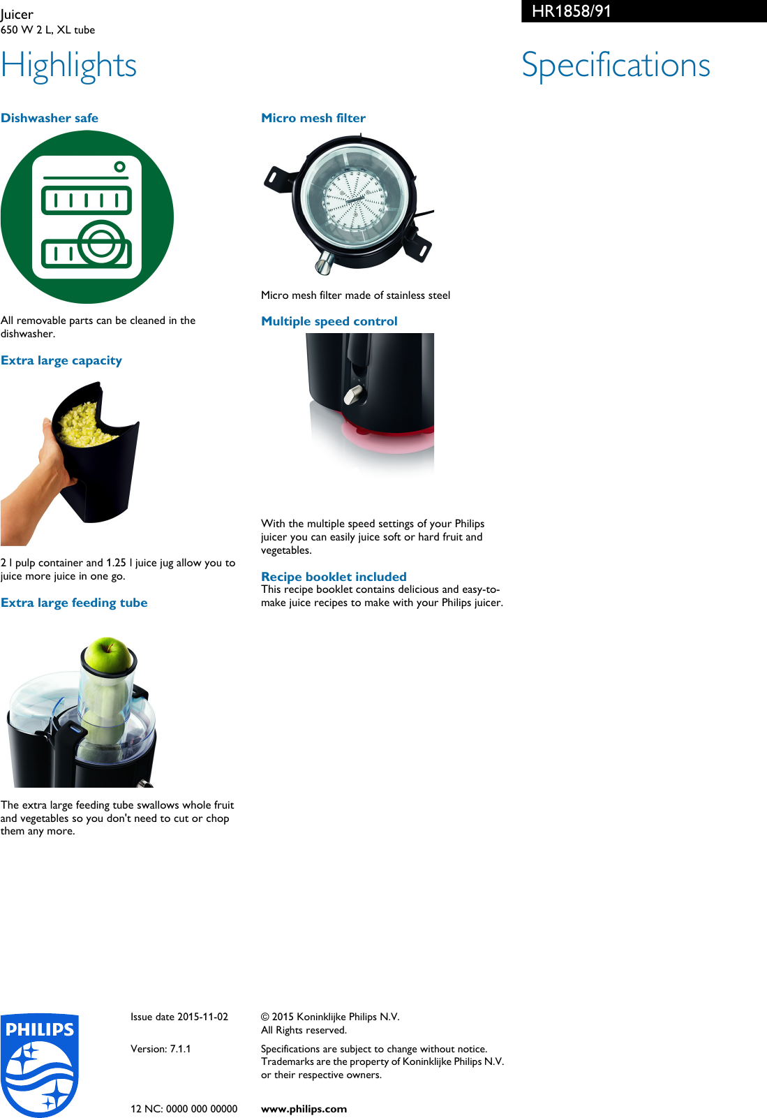 Page 2 of 2 - Philips HR1858/91 Juicer Hr1858 91 Pss Engie