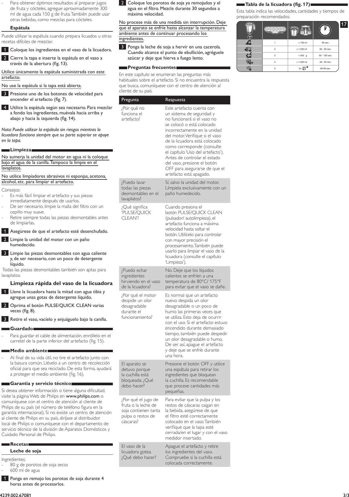 Page 3 of 3 - Philips  Manual Del Usuario Hr2054 01 Dfu Asp